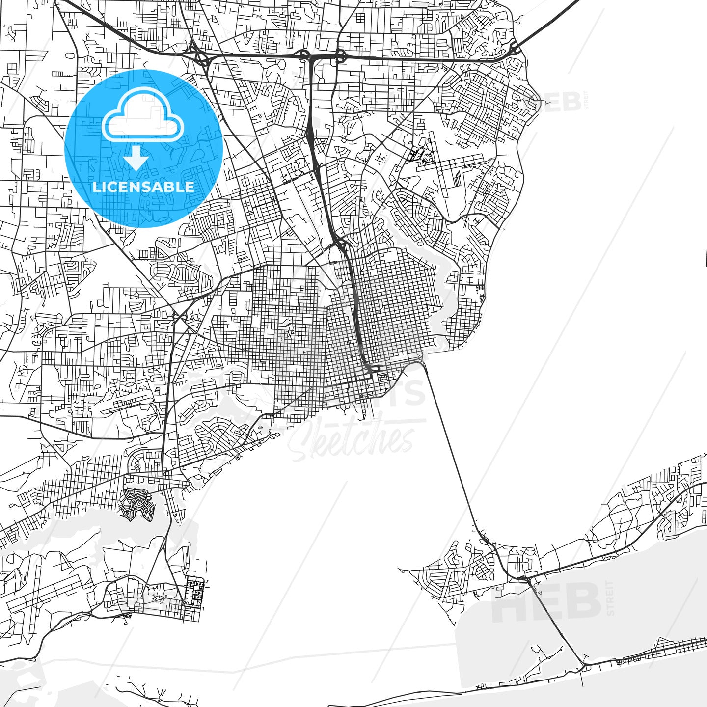 Pensacola, Florida - Area Map - Light