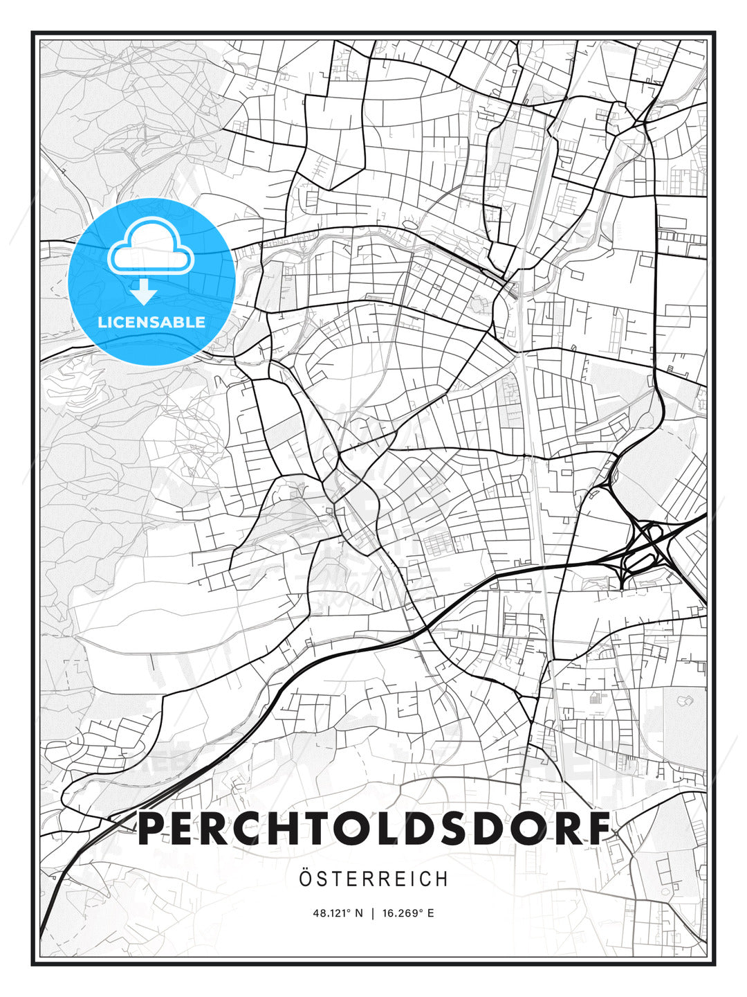 Perchtoldsdorf, Austria, Modern Print Template in Various Formats - HEBSTREITS Sketches