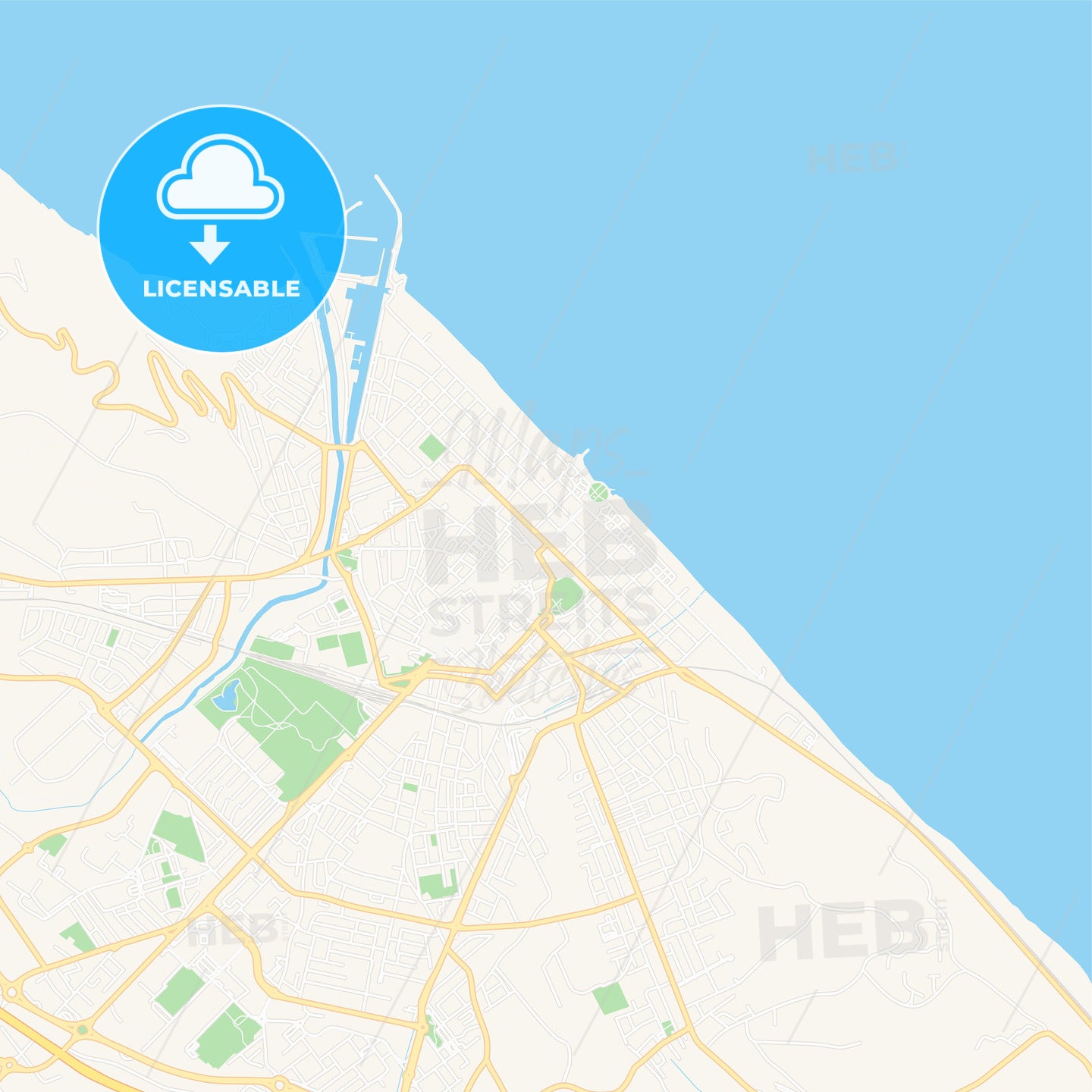 Pesaro, Italy Vector Map - Classic Colors