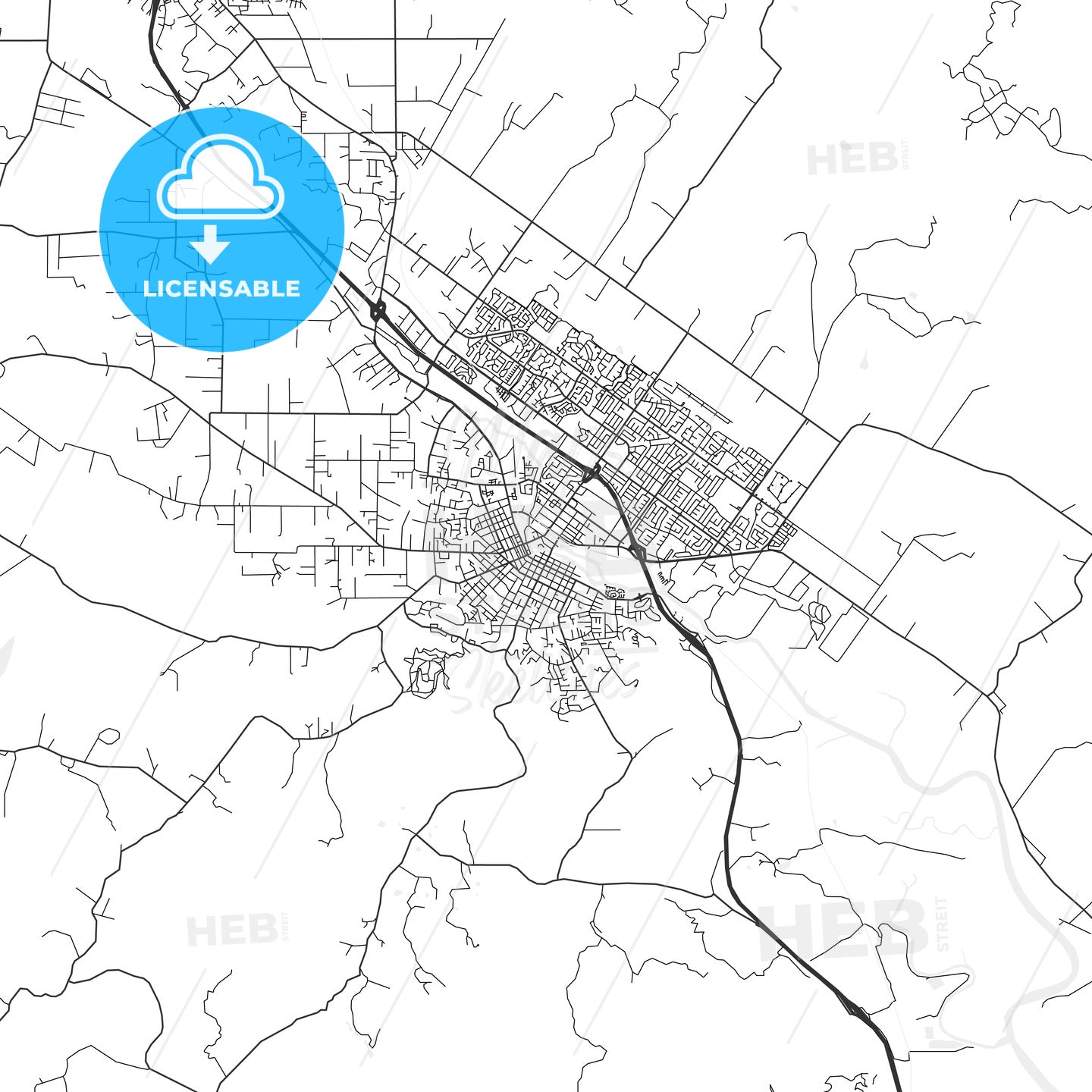 Petaluma, California - Area Map - Light