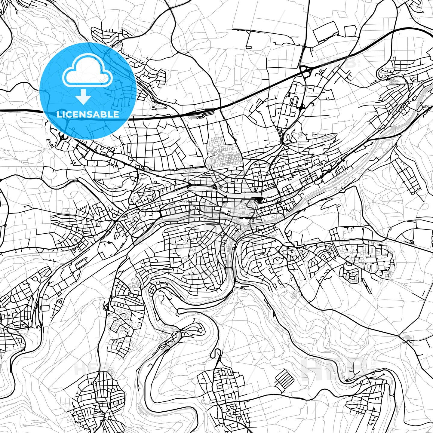 Pforzheim, Germany, Vector Map - Light