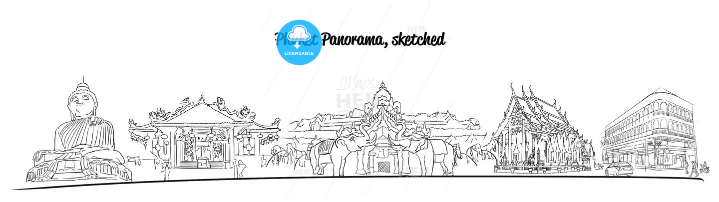 Phuket Thailand Famous Places Banner Panorama – instant download