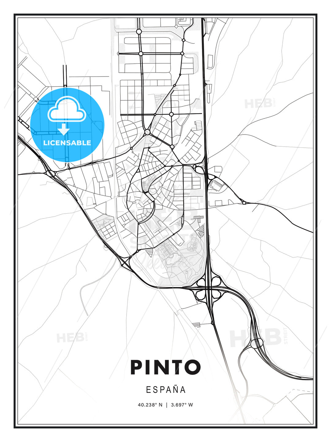 Pinto, Spain, Modern Print Template in Various Formats - HEBSTREITS Sketches