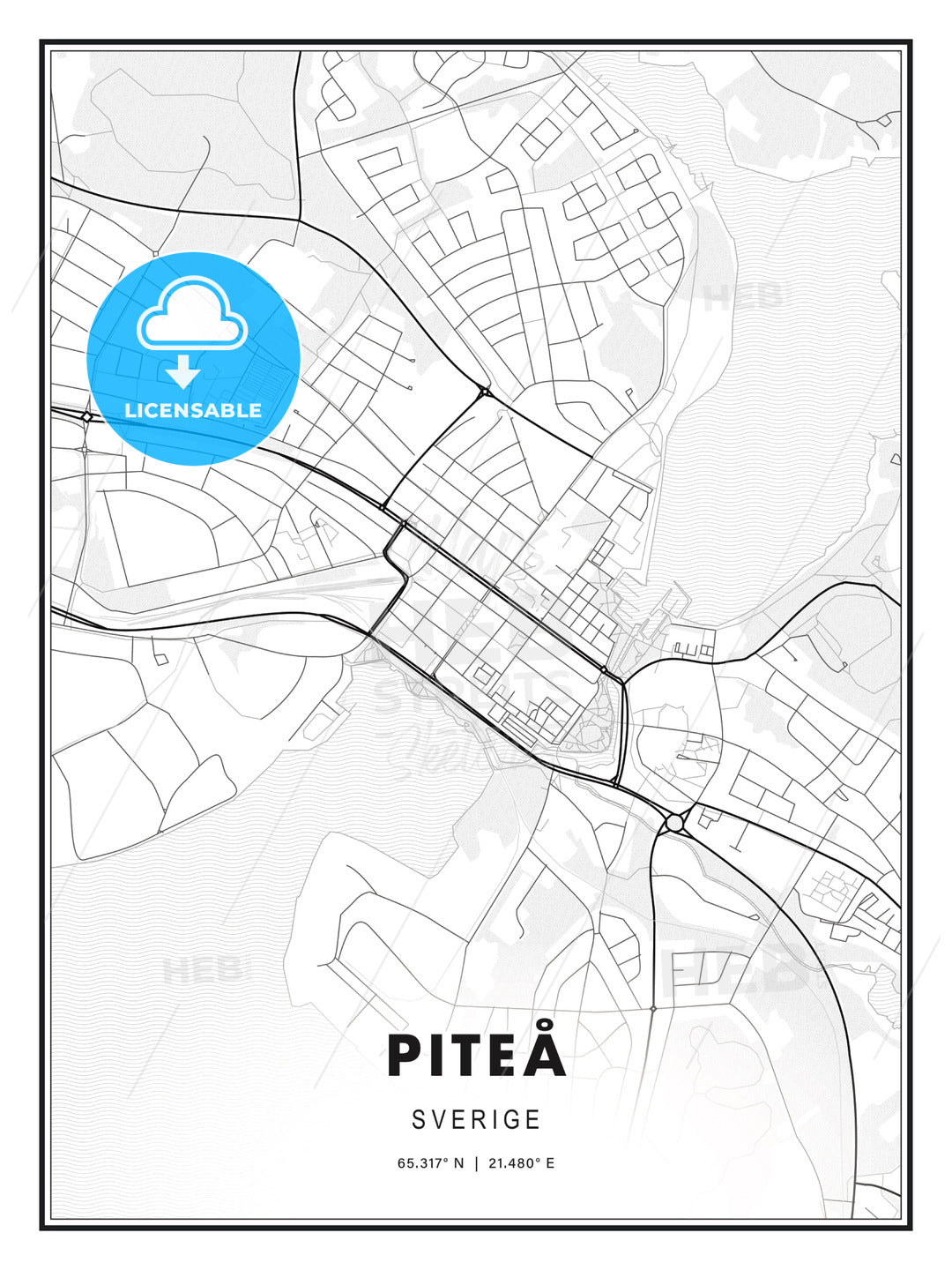 Piteå, Sweden, Modern Print Template in Various Formats - HEBSTREITS Sketches