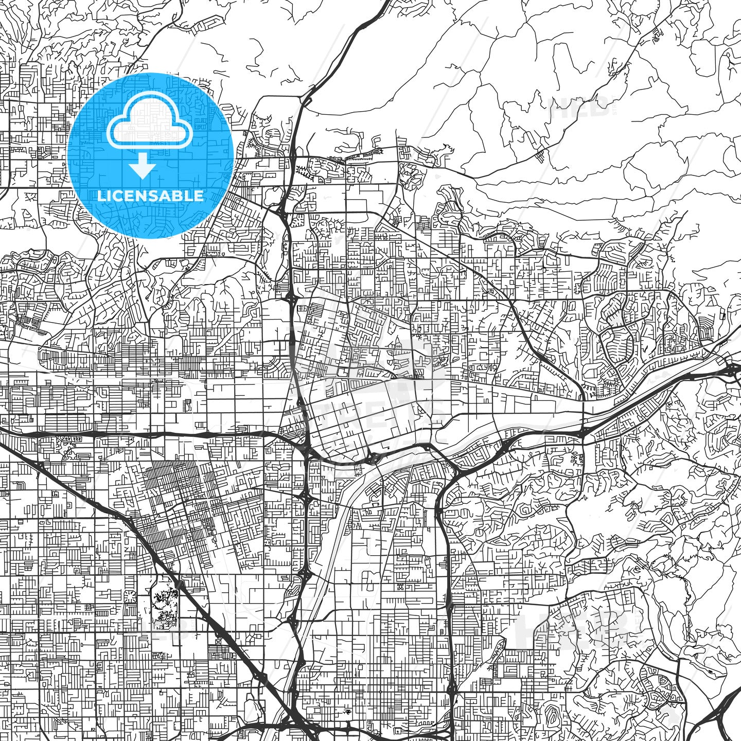 Placentia, California - Area Map - Light