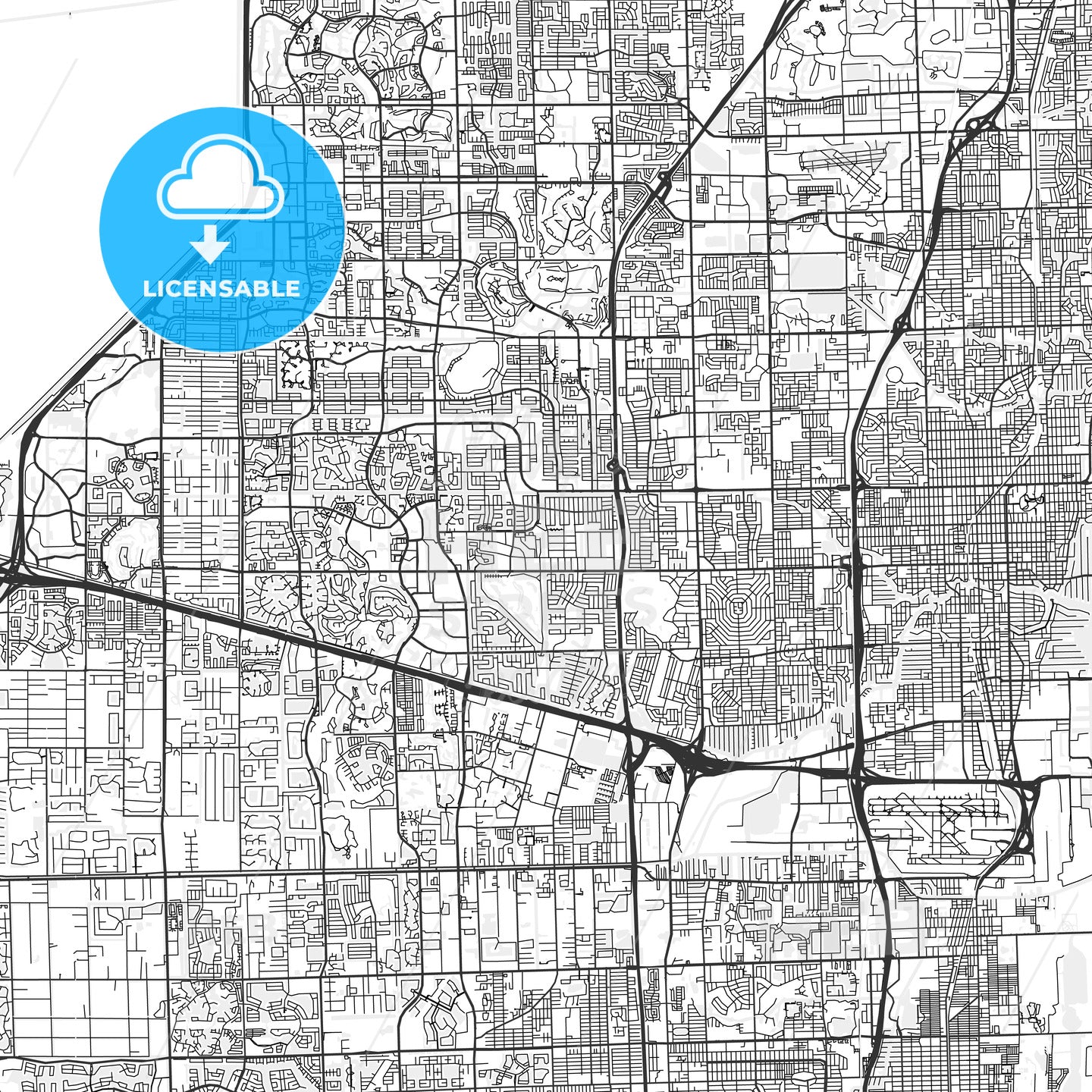 Plantation, Florida - Area Map - Light