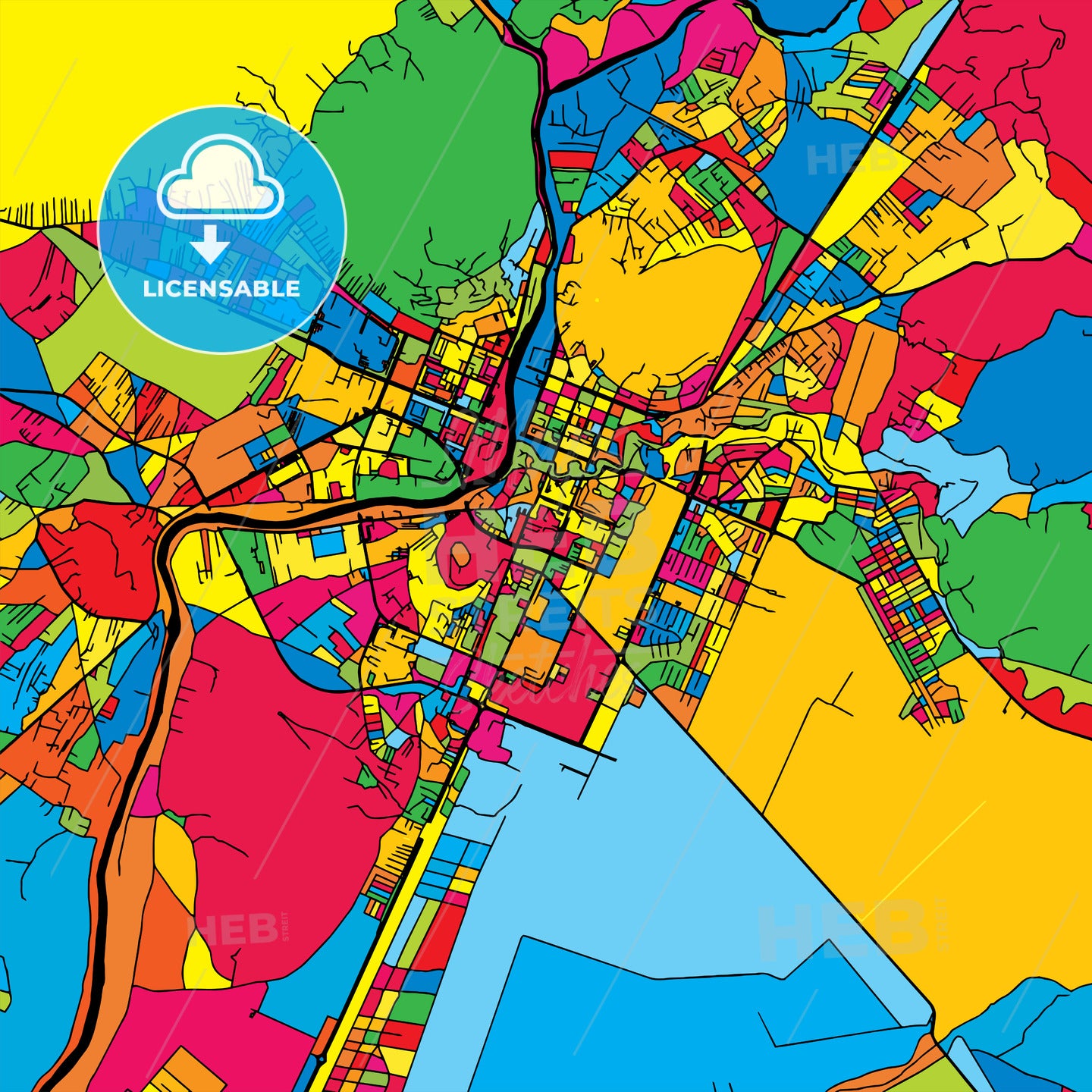 Podgorica Montenegro Colorful Map