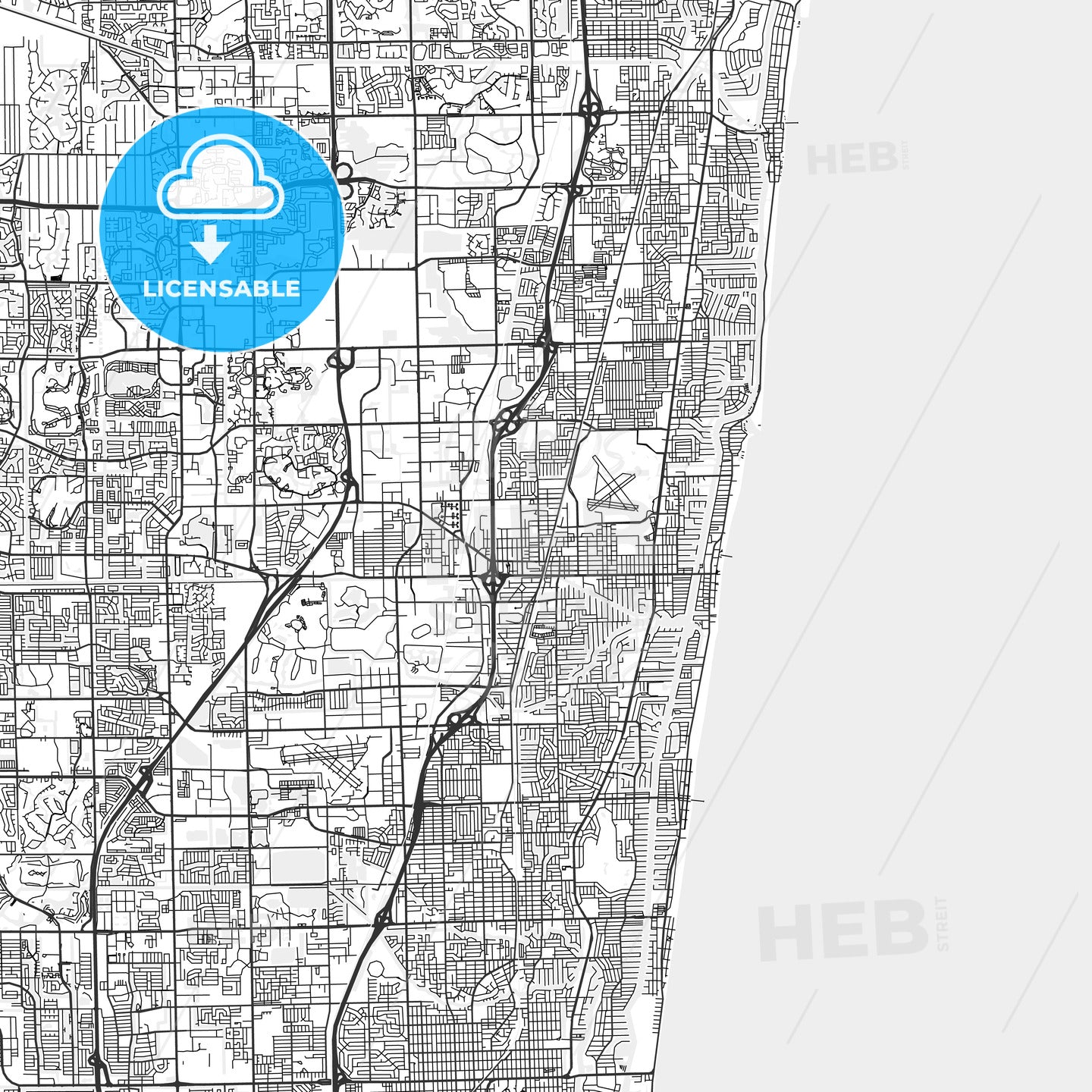 Pompano Beach, Florida - Area Map - Light