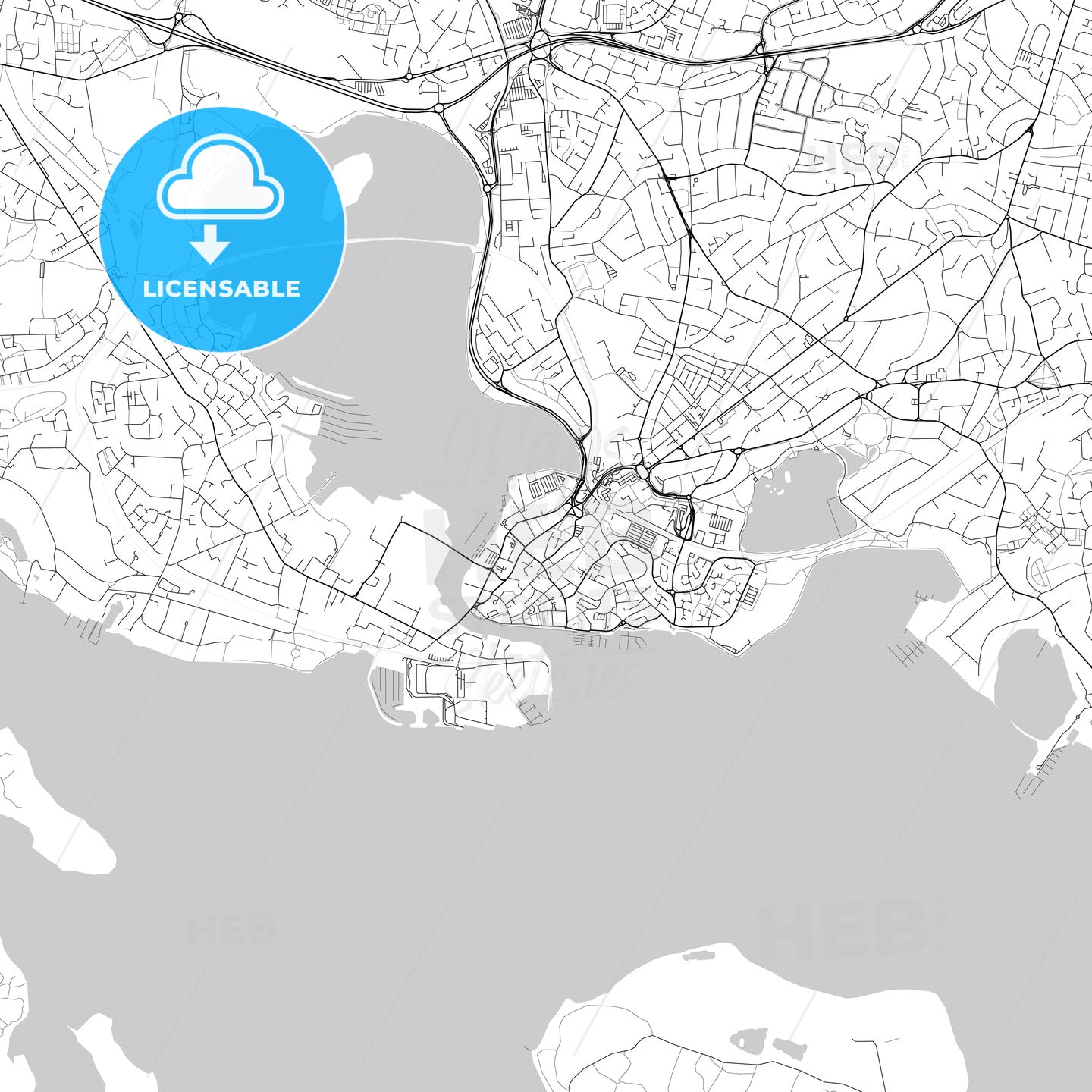 Poole, England, UK, Vector Map - Light