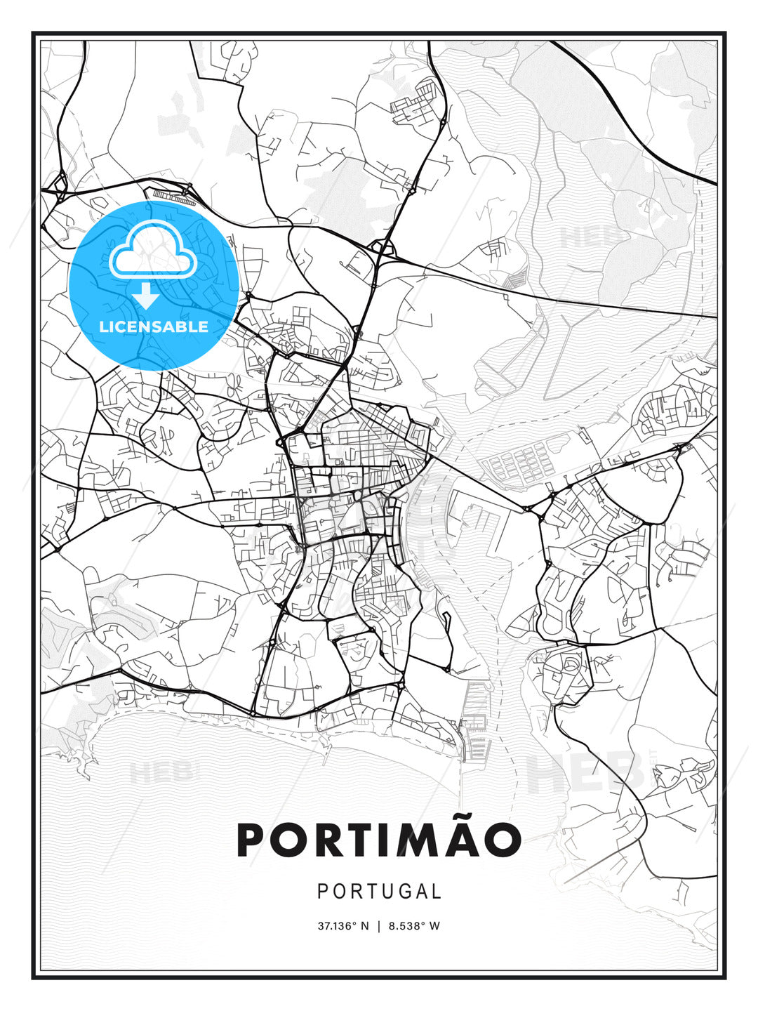 Portimão, Portugal, Modern Print Template in Various Formats - HEBSTREITS Sketches