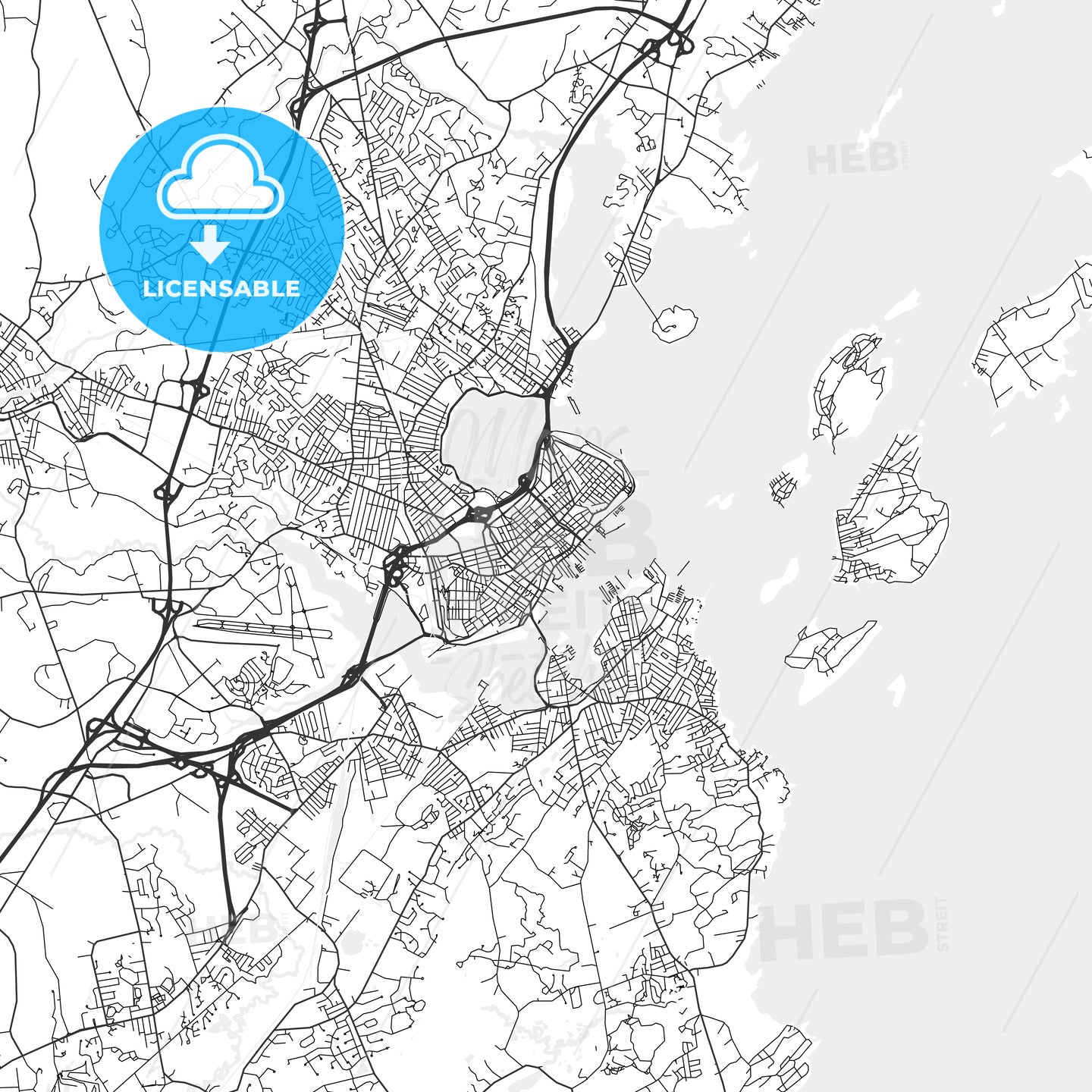 Portland, Maine - Area Map - Light