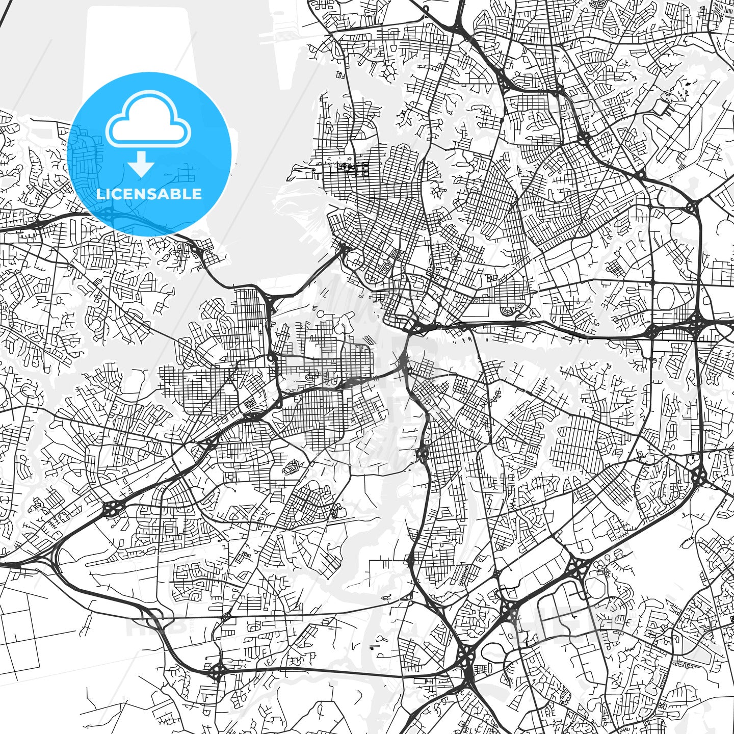 Portsmouth, Virginia - Area Map - Light