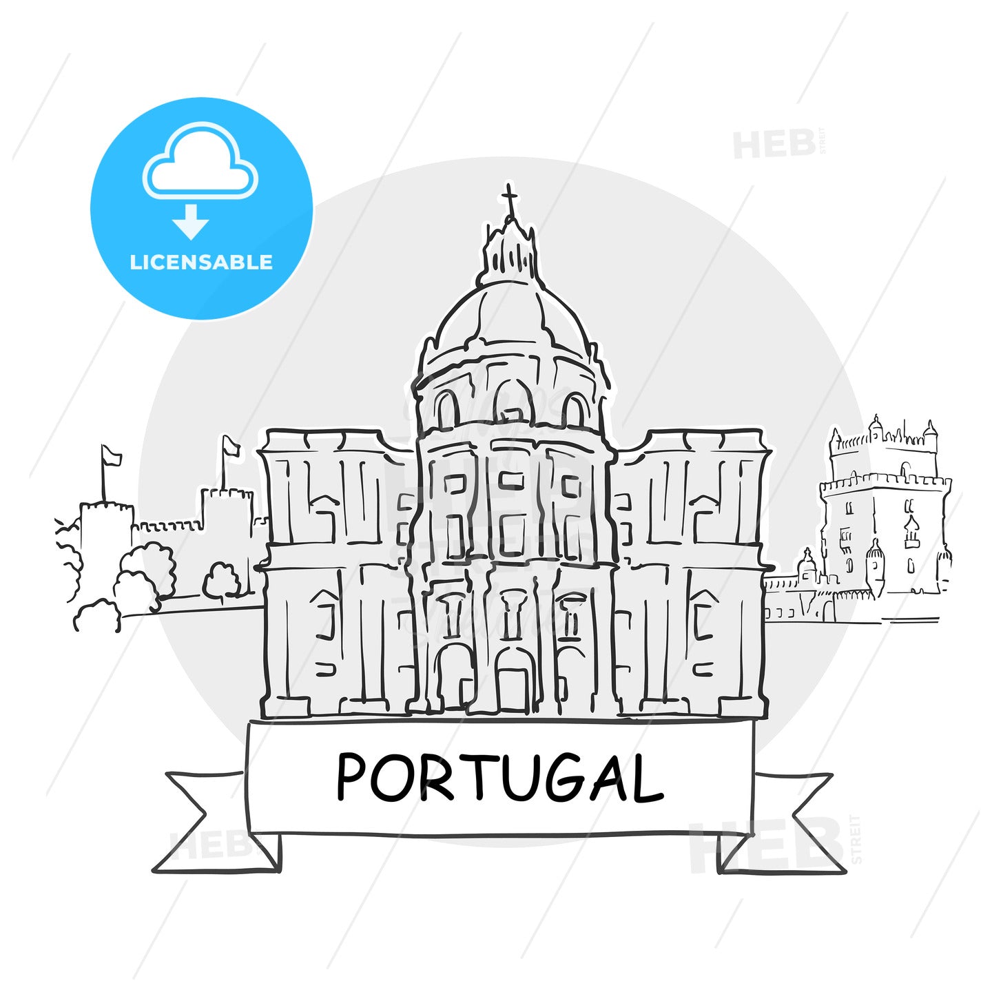 Portugal hand-drawn urban vector sign – instant download