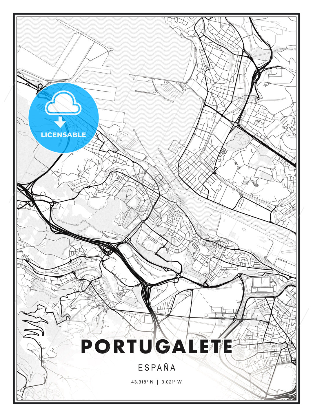 Portugalete, Spain, Modern Print Template in Various Formats - HEBSTREITS Sketches