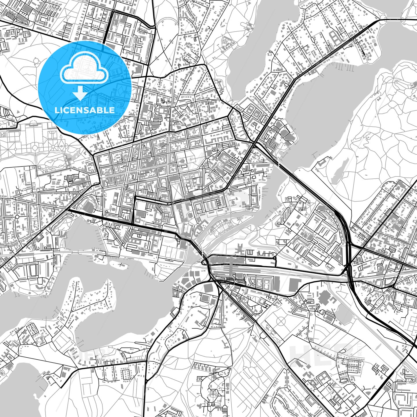 Potsdam, Germany, vector map with buildings