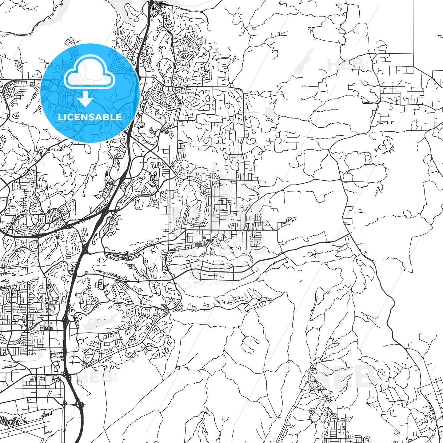 Poway, California - Area Map - Light