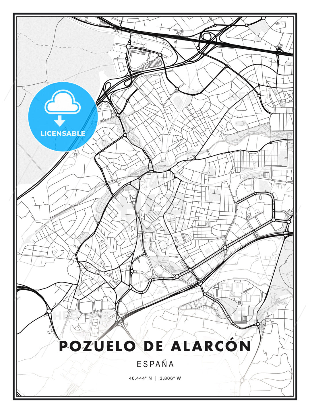 Pozuelo de Alarcón, Spain, Modern Print Template in Various Formats - HEBSTREITS Sketches