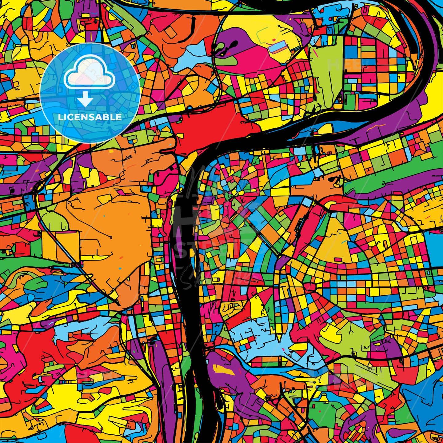 Prague Czech Republic Colorful Map