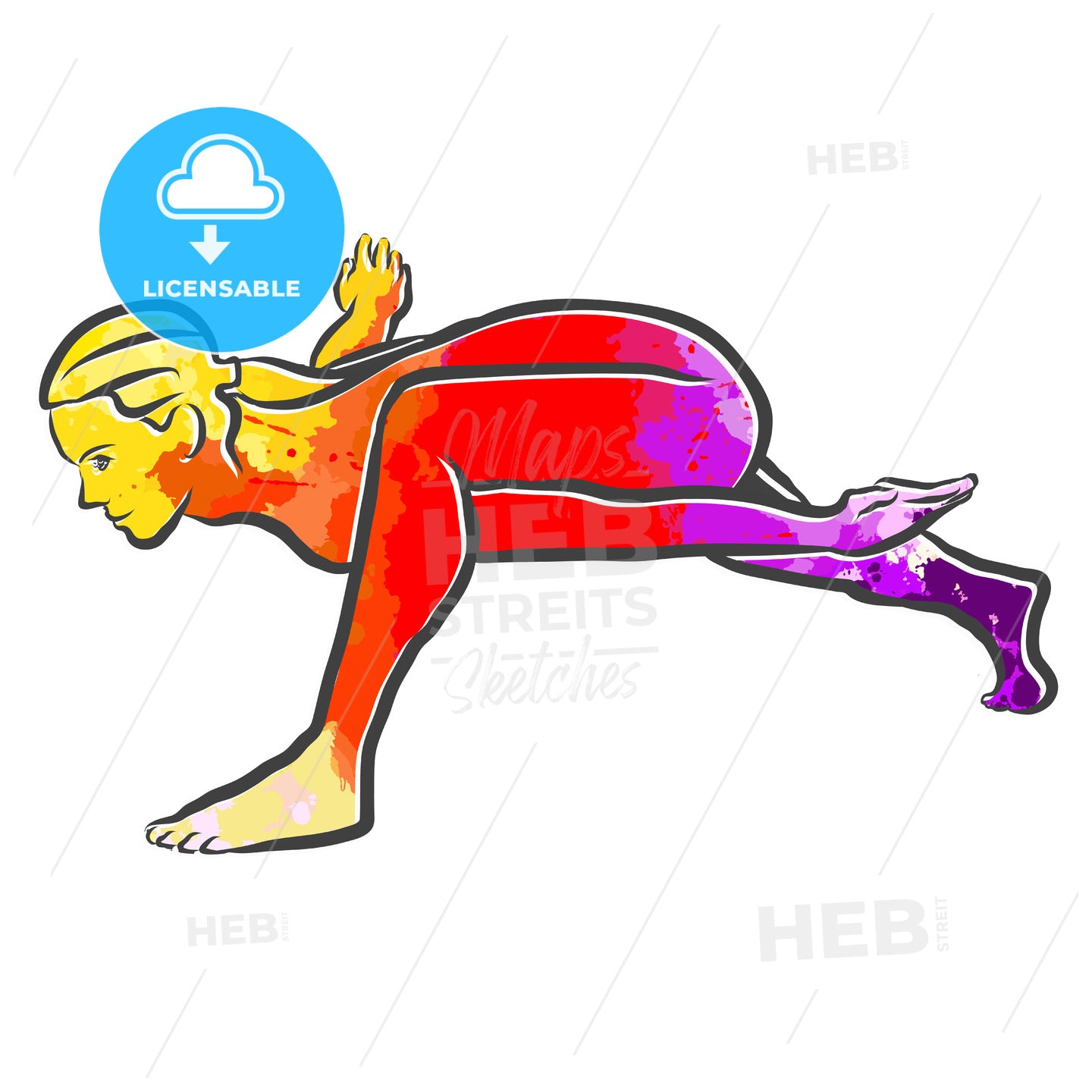 Pristhasana Yoga Colorful Logo