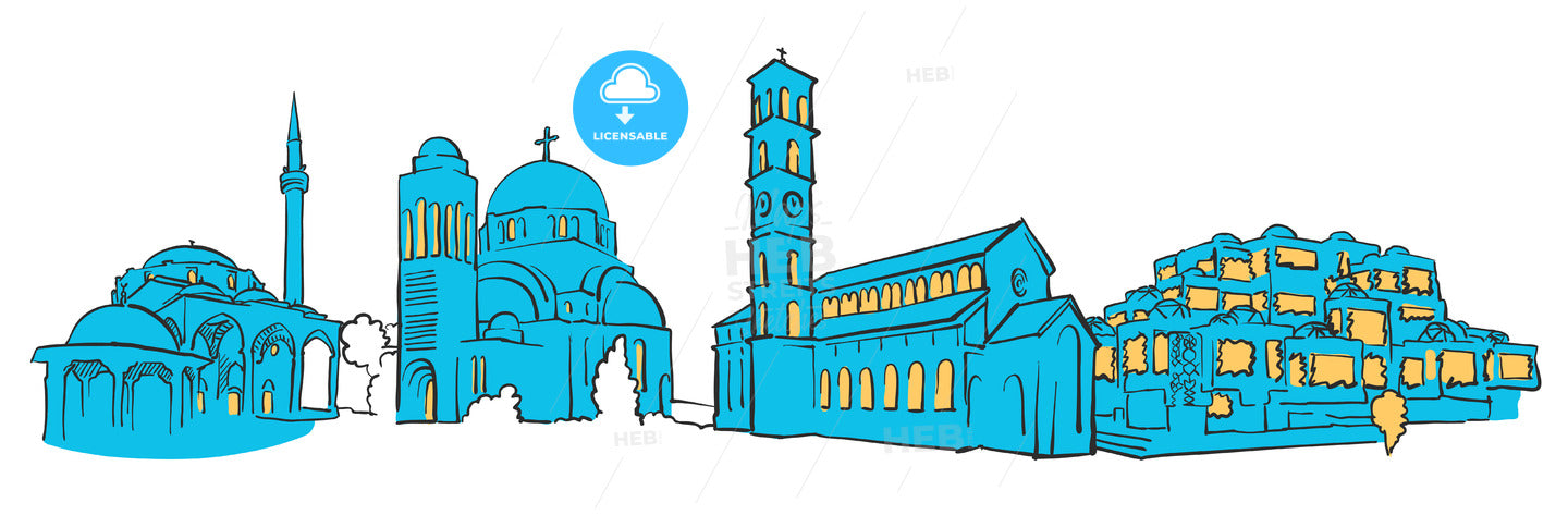 Pristina Kosovo Colored Panorama – instant download