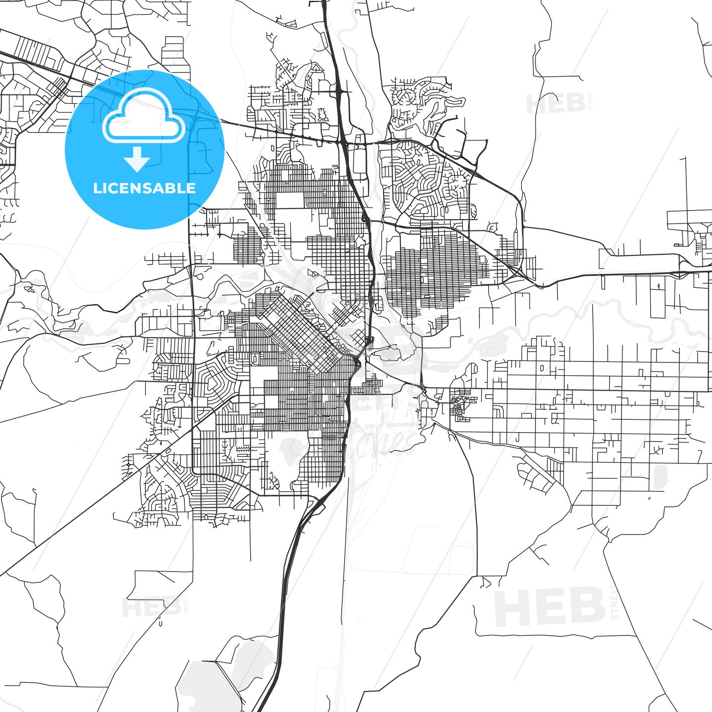 Pueblo, Colorado - Area Map - Light