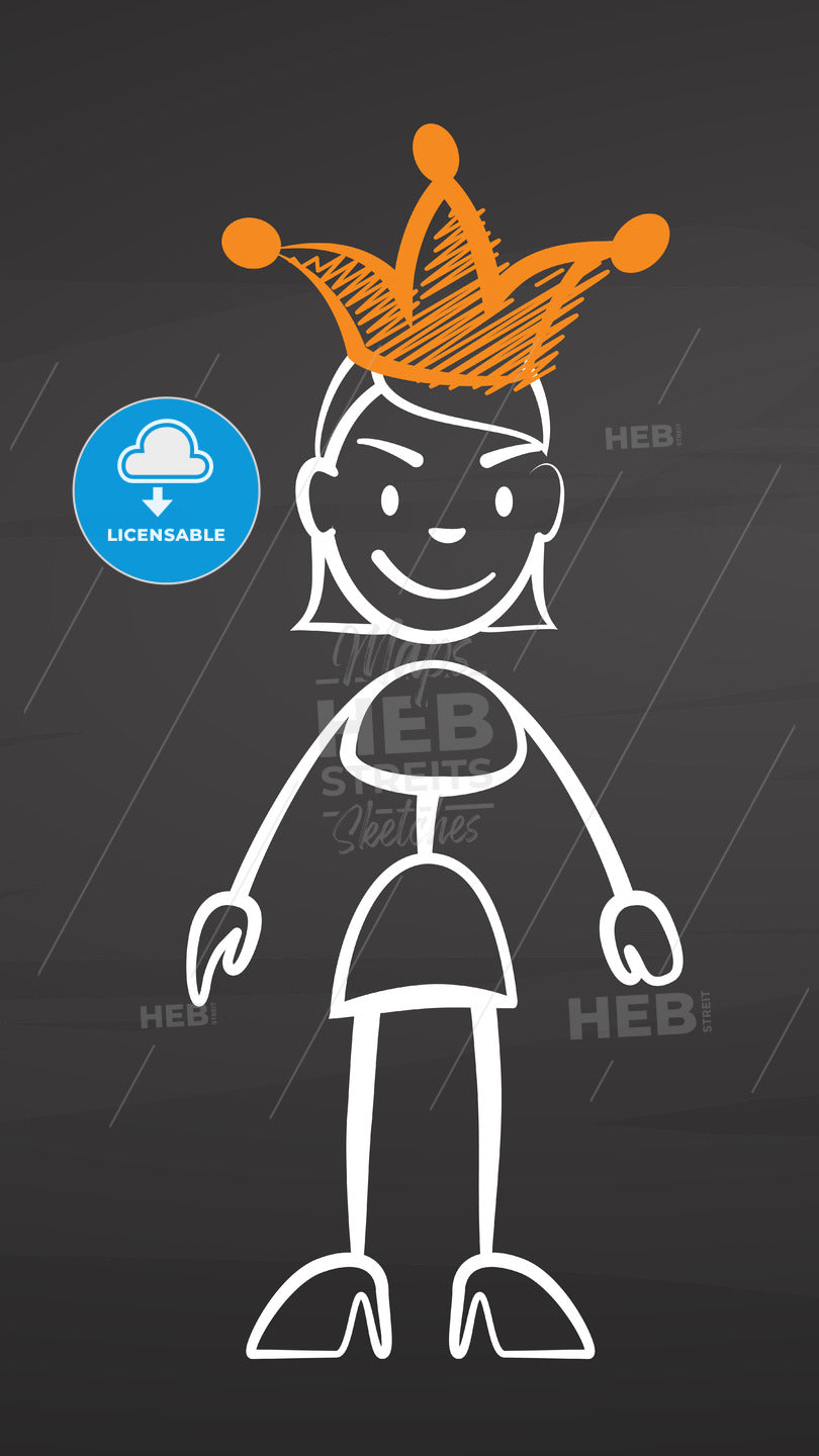 Queen girl with crown on blackboard – instant download