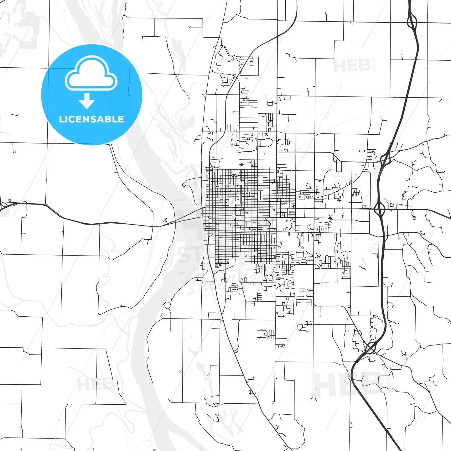Quincy, Illinois - Area Map - Light