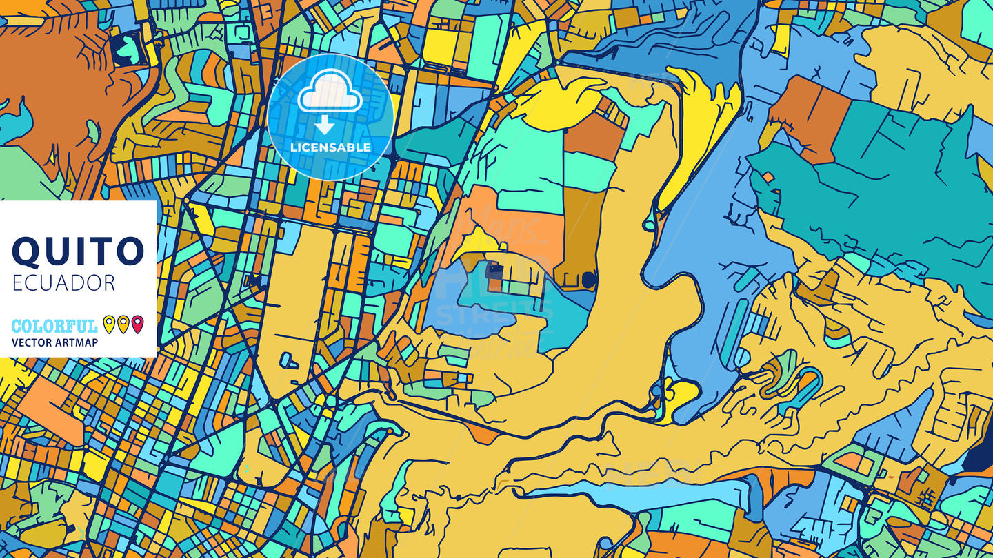 Quito, Ecuador, Colorful Vector Artmap