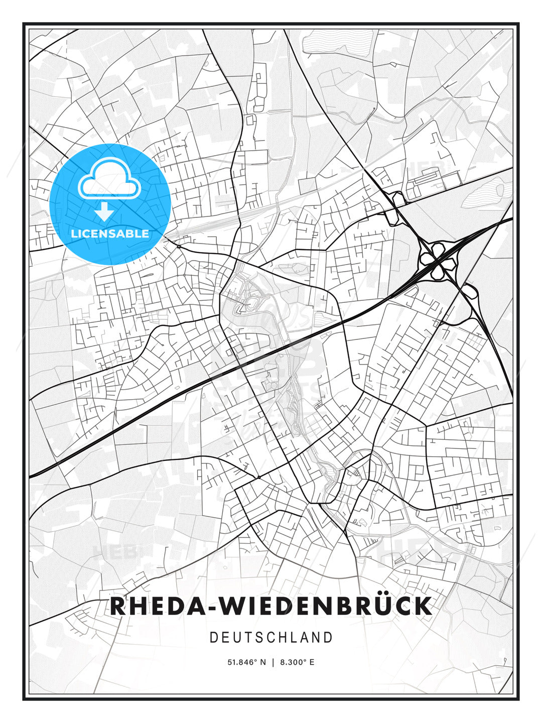 RHEDA-WIEDENBRÜCK / Rheda-Wiedenbruck, Germany, Modern Print Template in Various Formats - HEBSTREITS Sketches