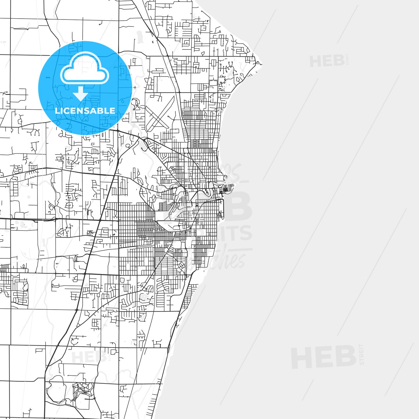Racine, Wisconsin - Area Map - Light