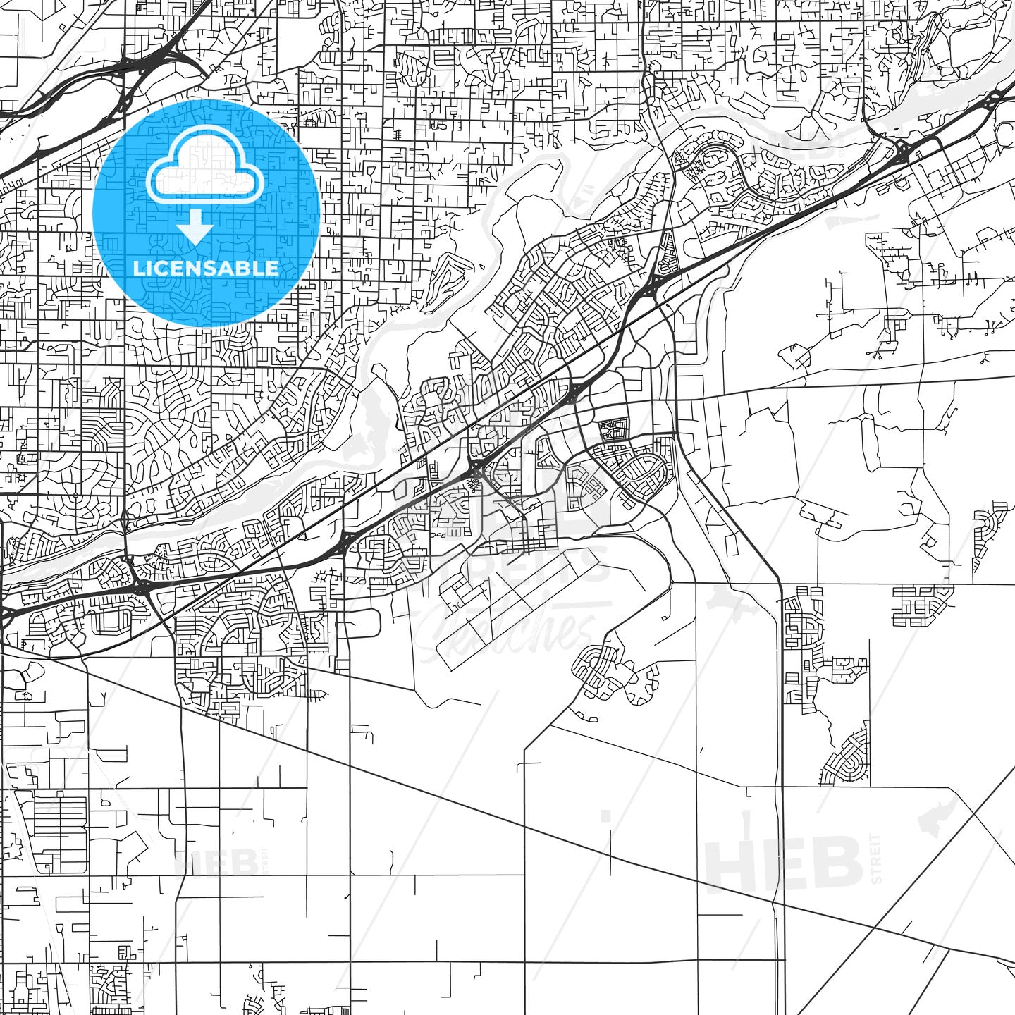 Rancho Cordova, California - Area Map - Light