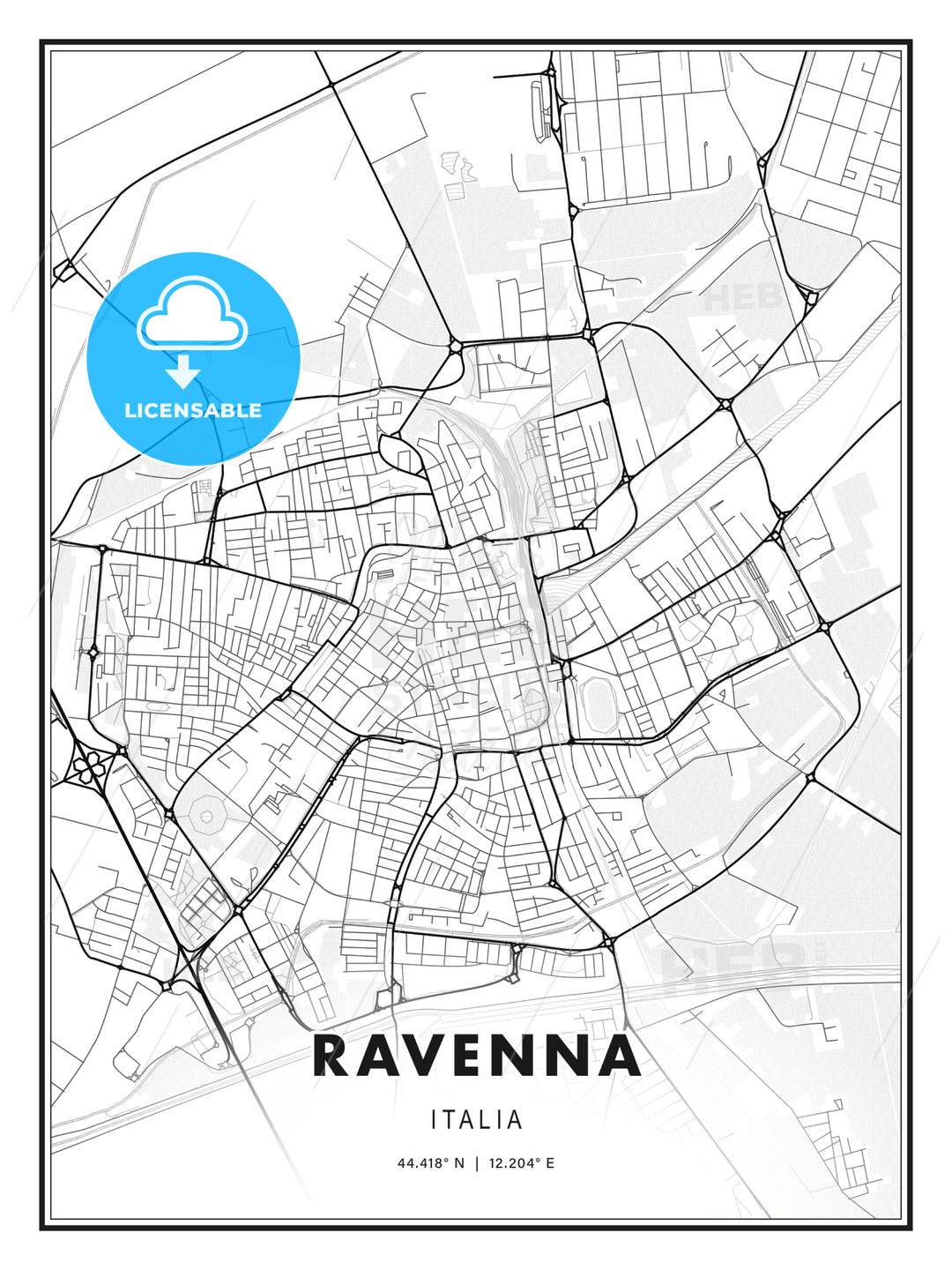 Ravenna, Italy, Modern Print Template in Various Formats - HEBSTREITS Sketches