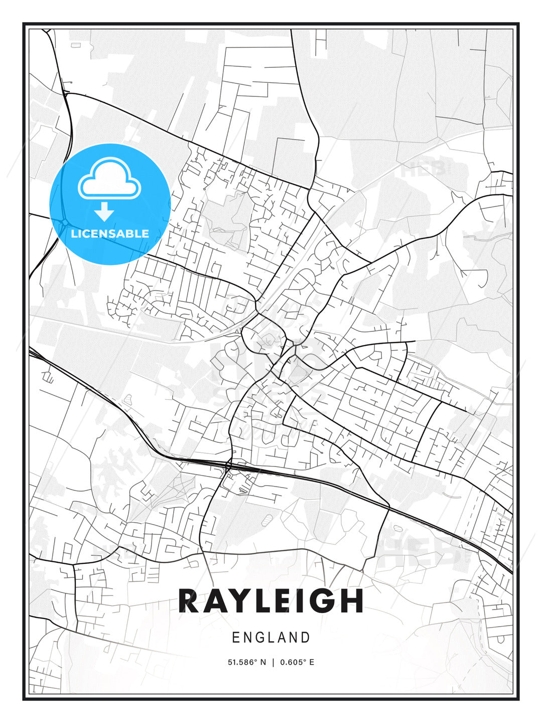 Rayleigh, England, Modern Print Template in Various Formats - HEBSTREITS Sketches
