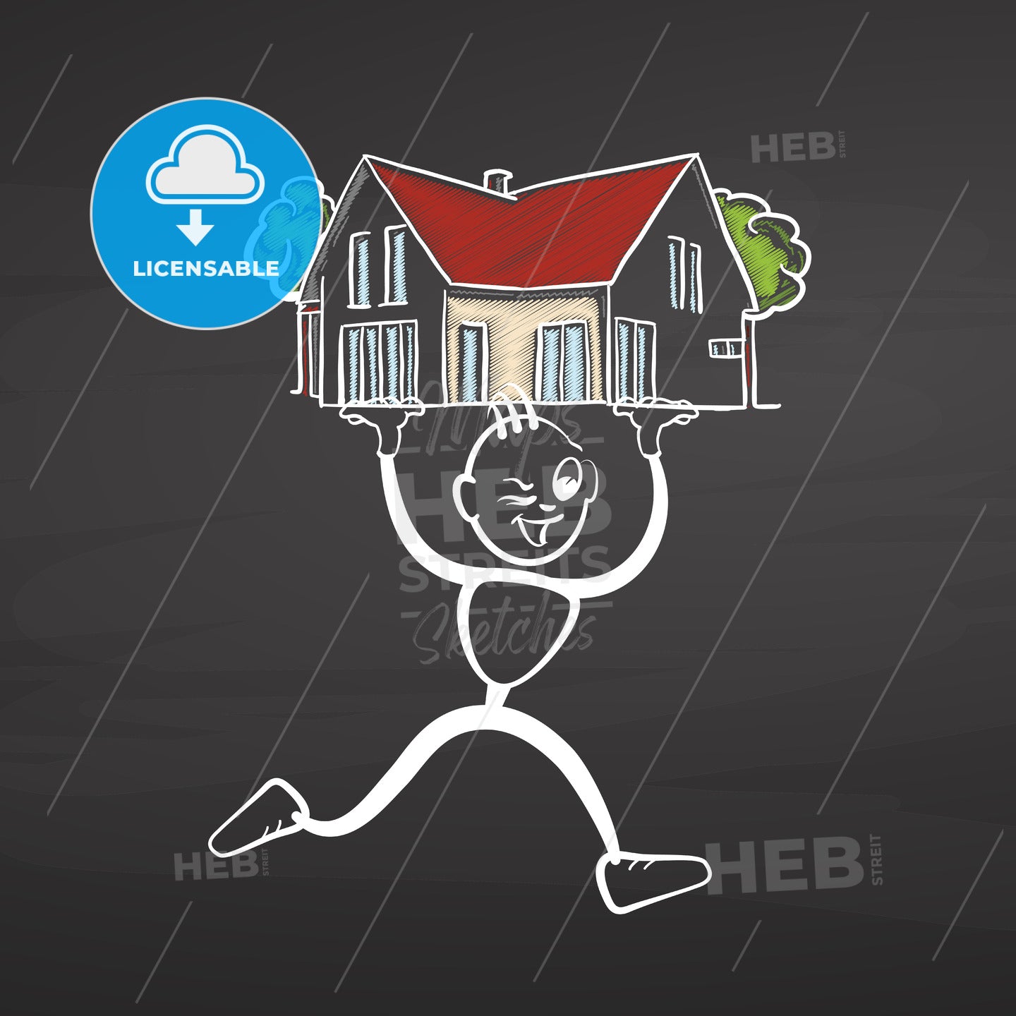 Real Estate Sketch on Blackboard – instant download