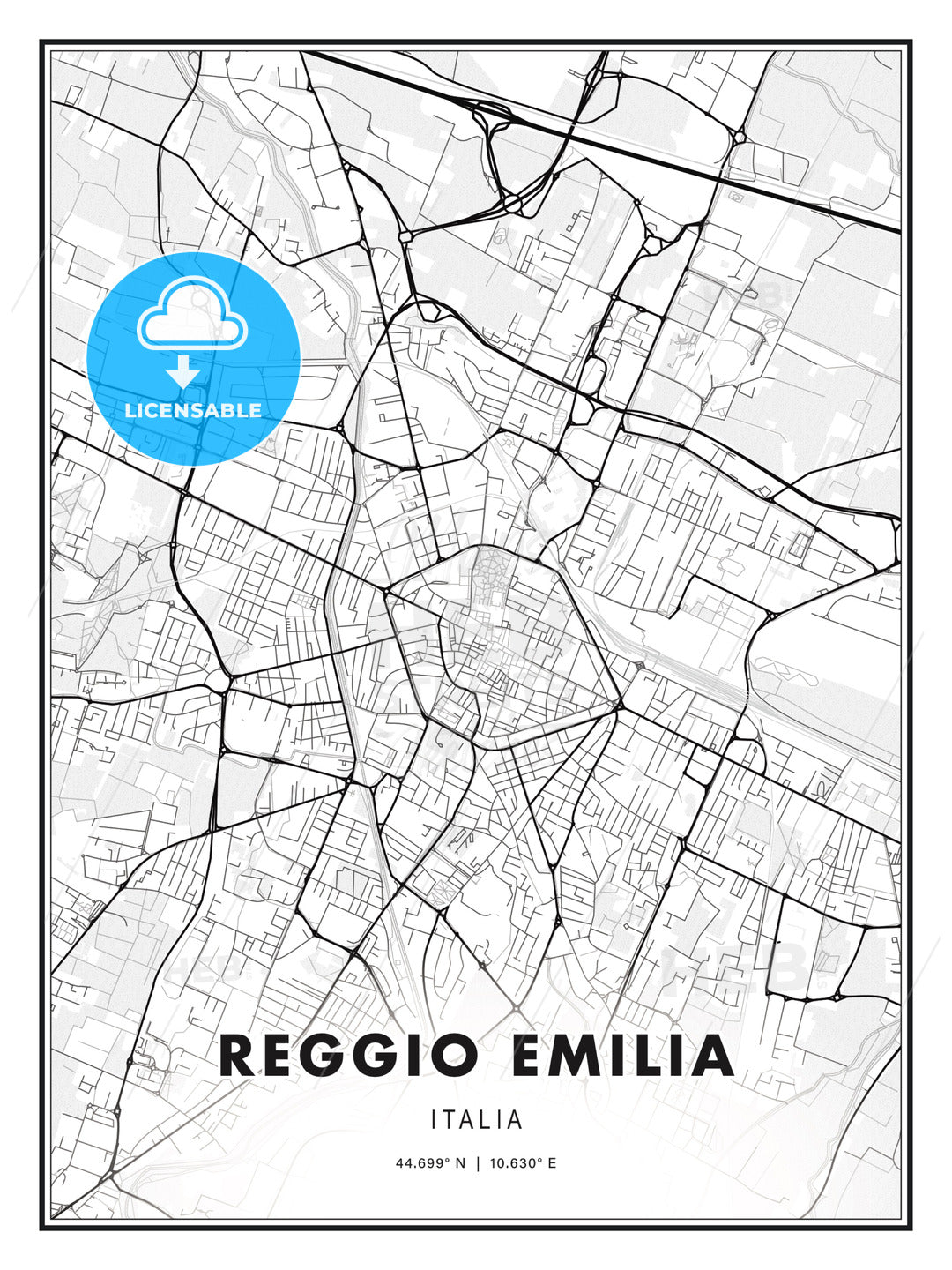 Reggio Emilia, Italy, Modern Print Template in Various Formats - HEBSTREITS Sketches