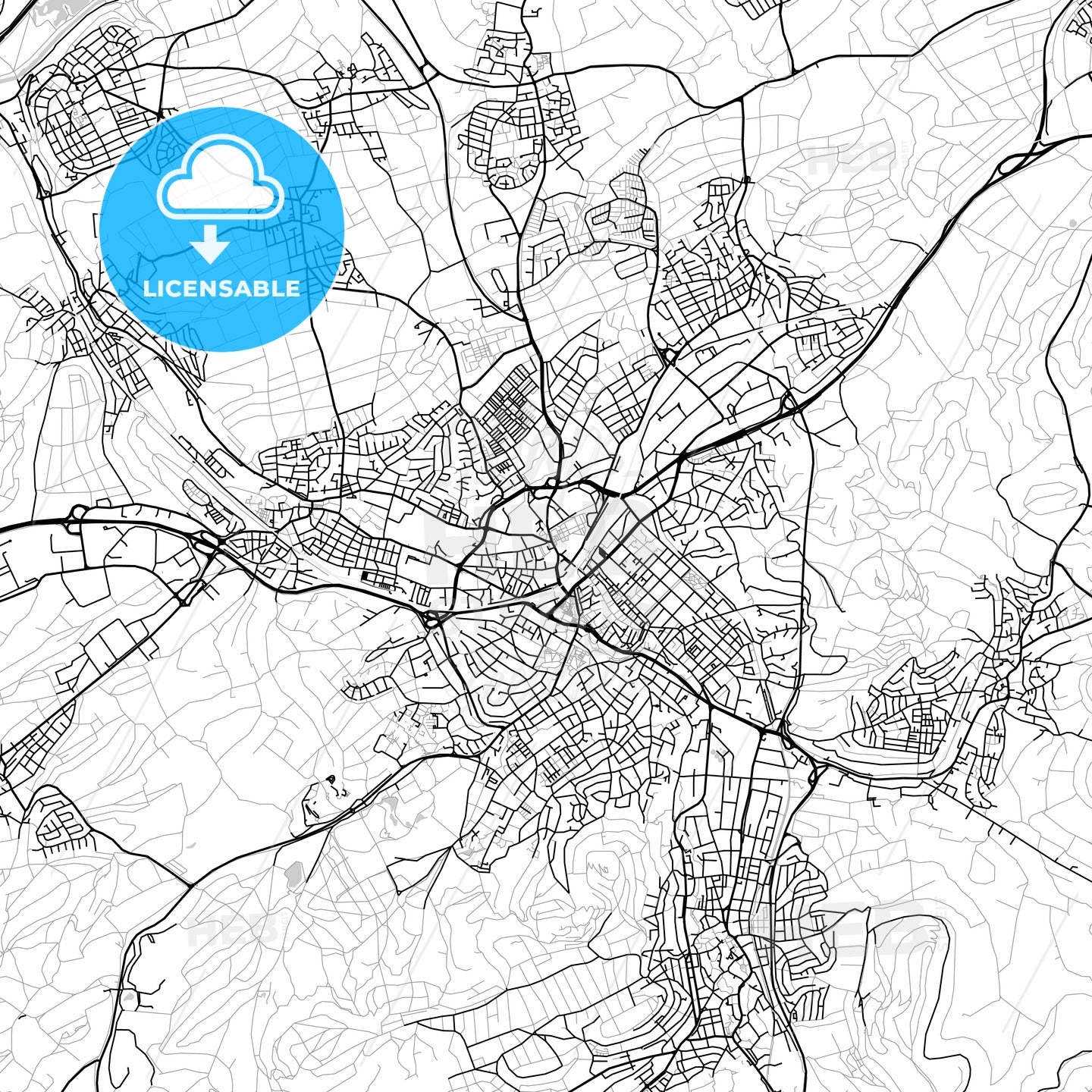 Reutlingen, Germany, Vector Map - Light