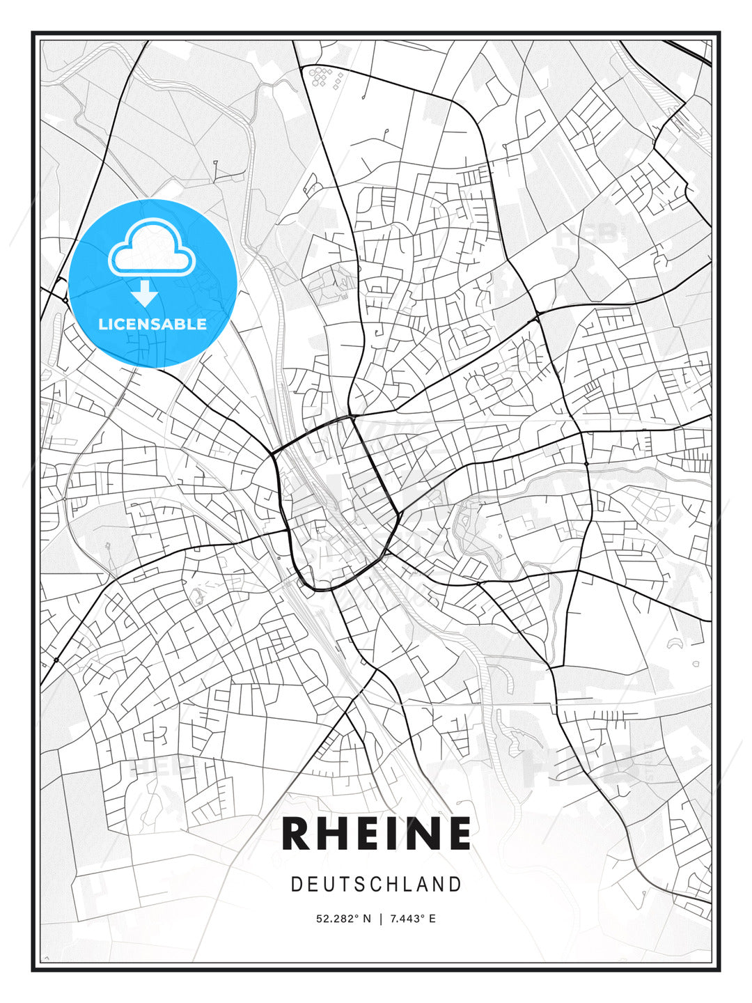 Rheine, Germany, Modern Print Template in Various Formats - HEBSTREITS Sketches