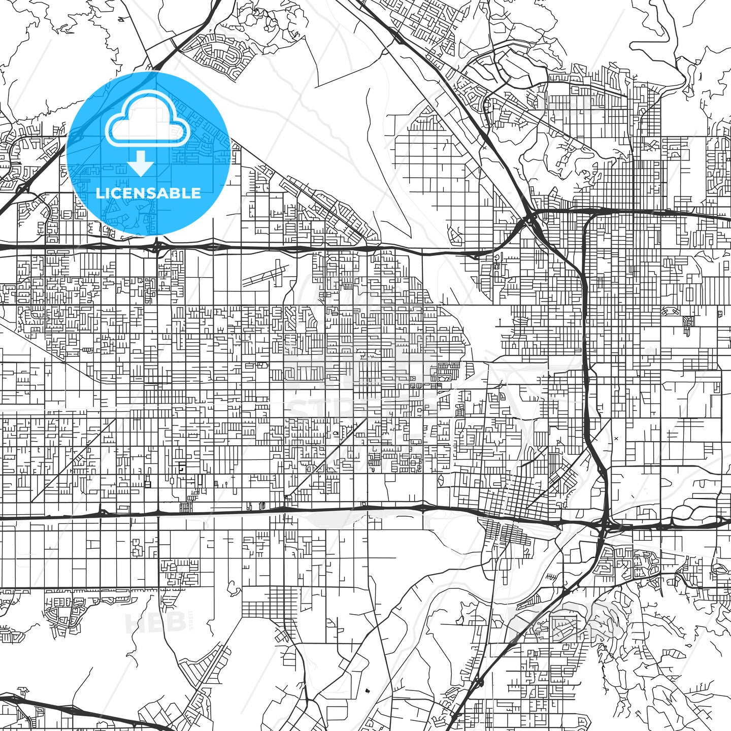 Rialto, California - Area Map - Light