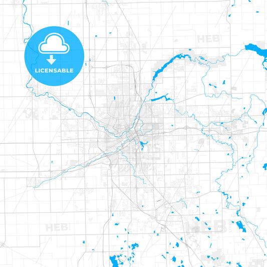 Rich detailed vector map of Flint, Michigan, USA