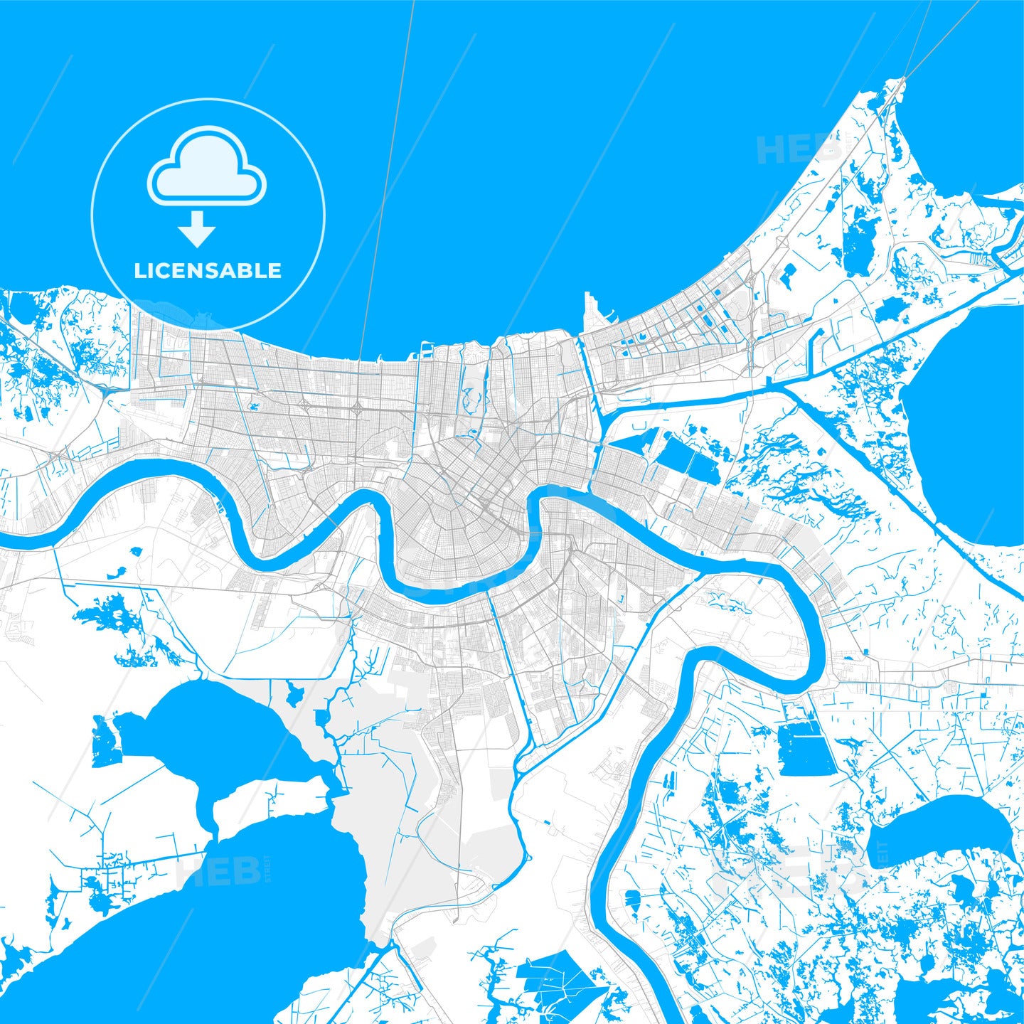 Louisiana Map, Digital Vector