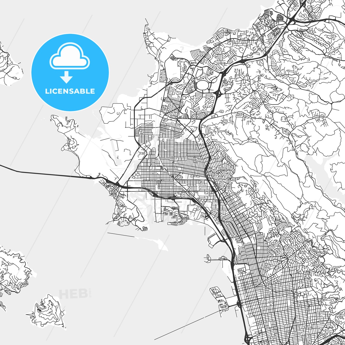 Richmond, California - Area Map - Light
