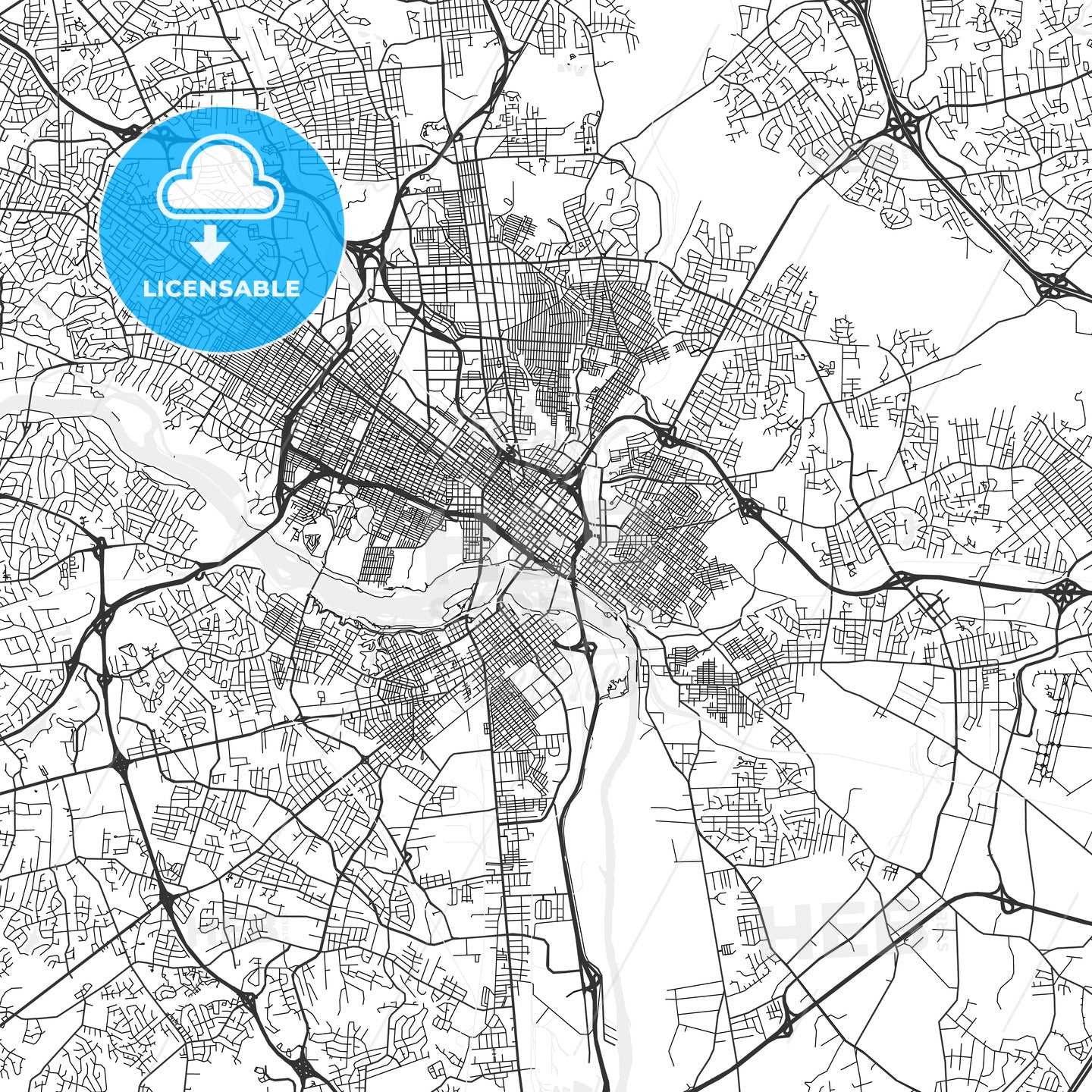 Richmond, Virginia - Area Map - Light