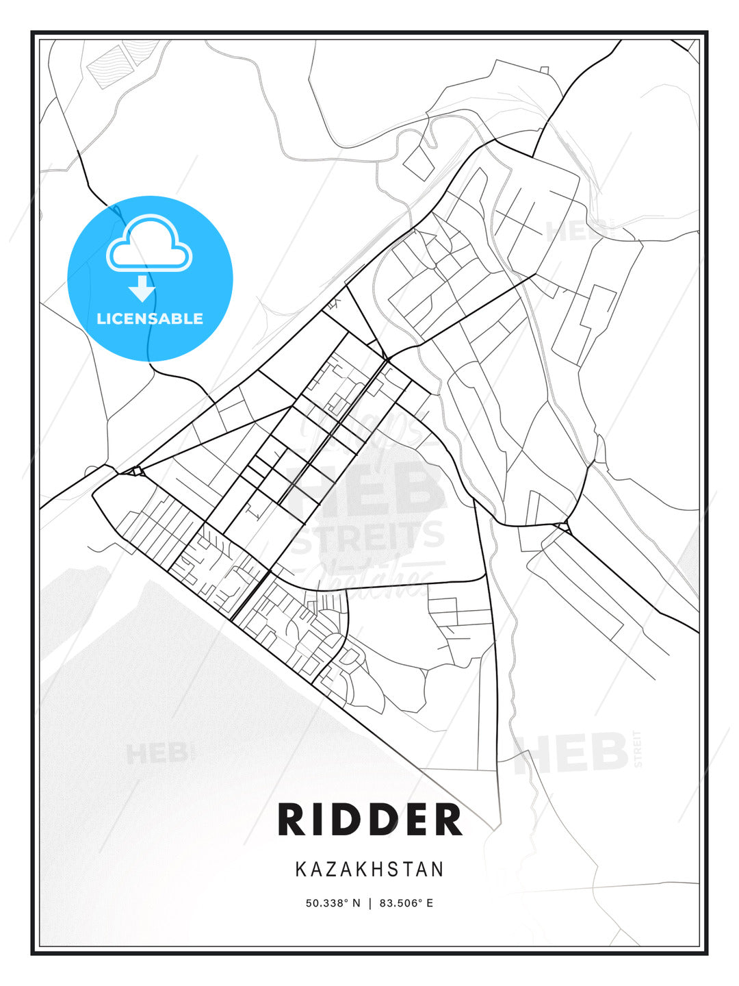 Ridder, Kazakhstan, Modern Print Template in Various Formats - HEBSTREITS Sketches
