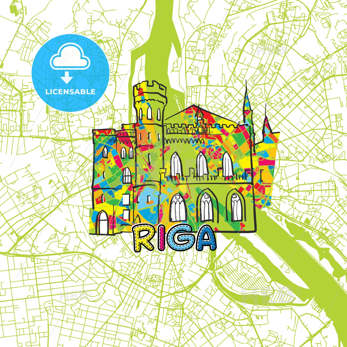 Riga Travel Art Map