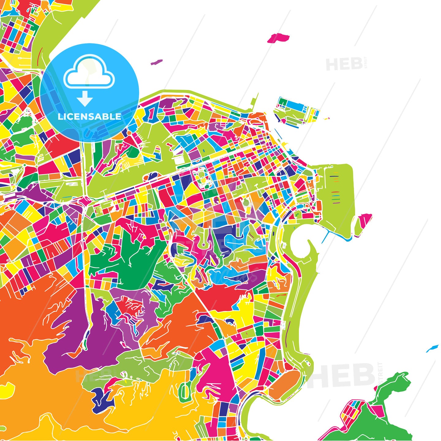 Rio de Janeiro, Brazil, colorful vector map