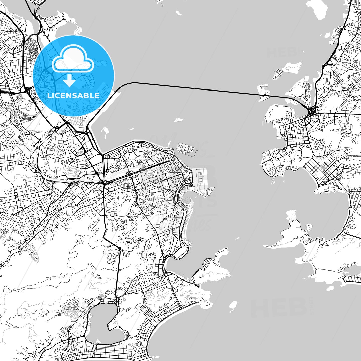 Rio de Janeiro, downtown map, light