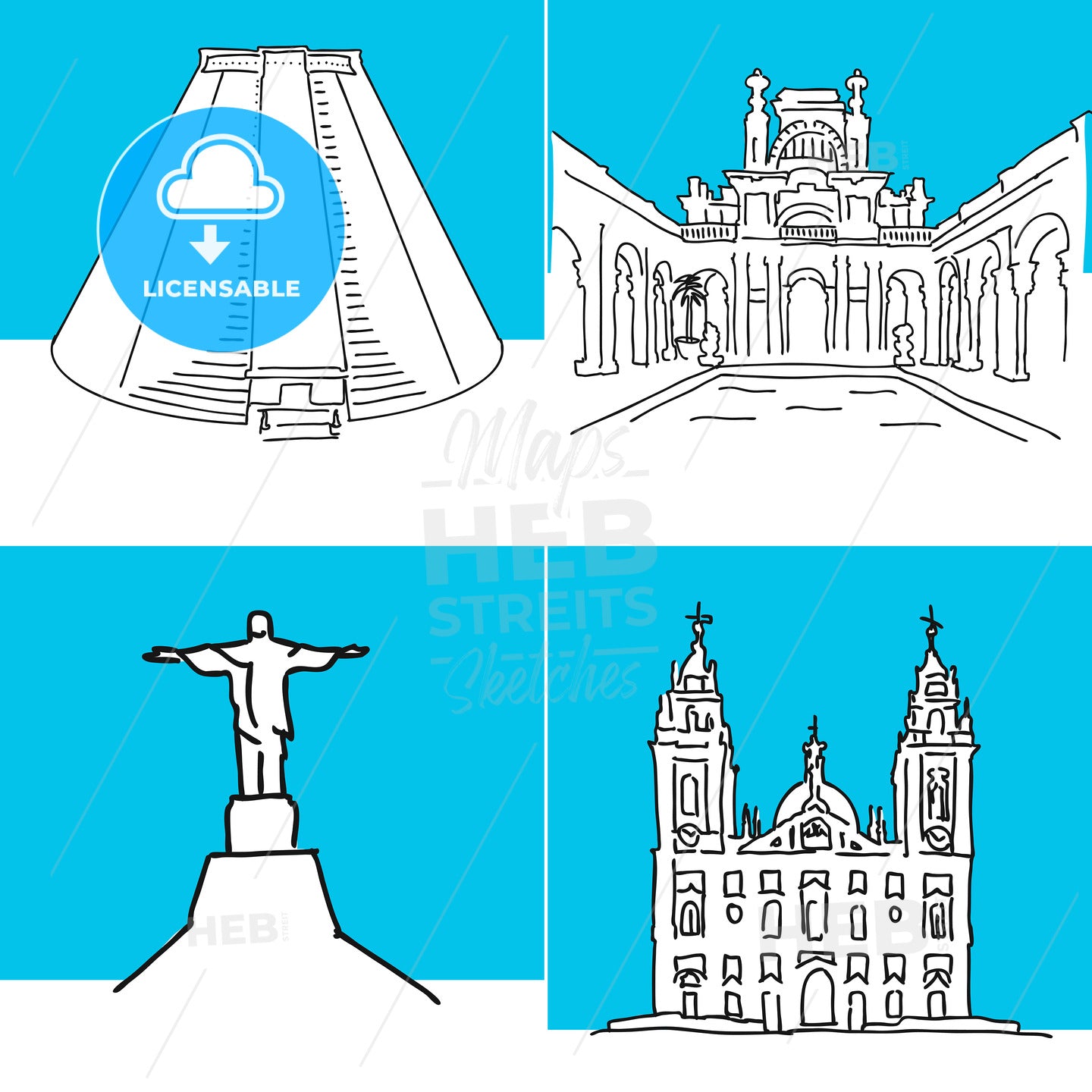 Rio de Janeiro set of buildings – instant download