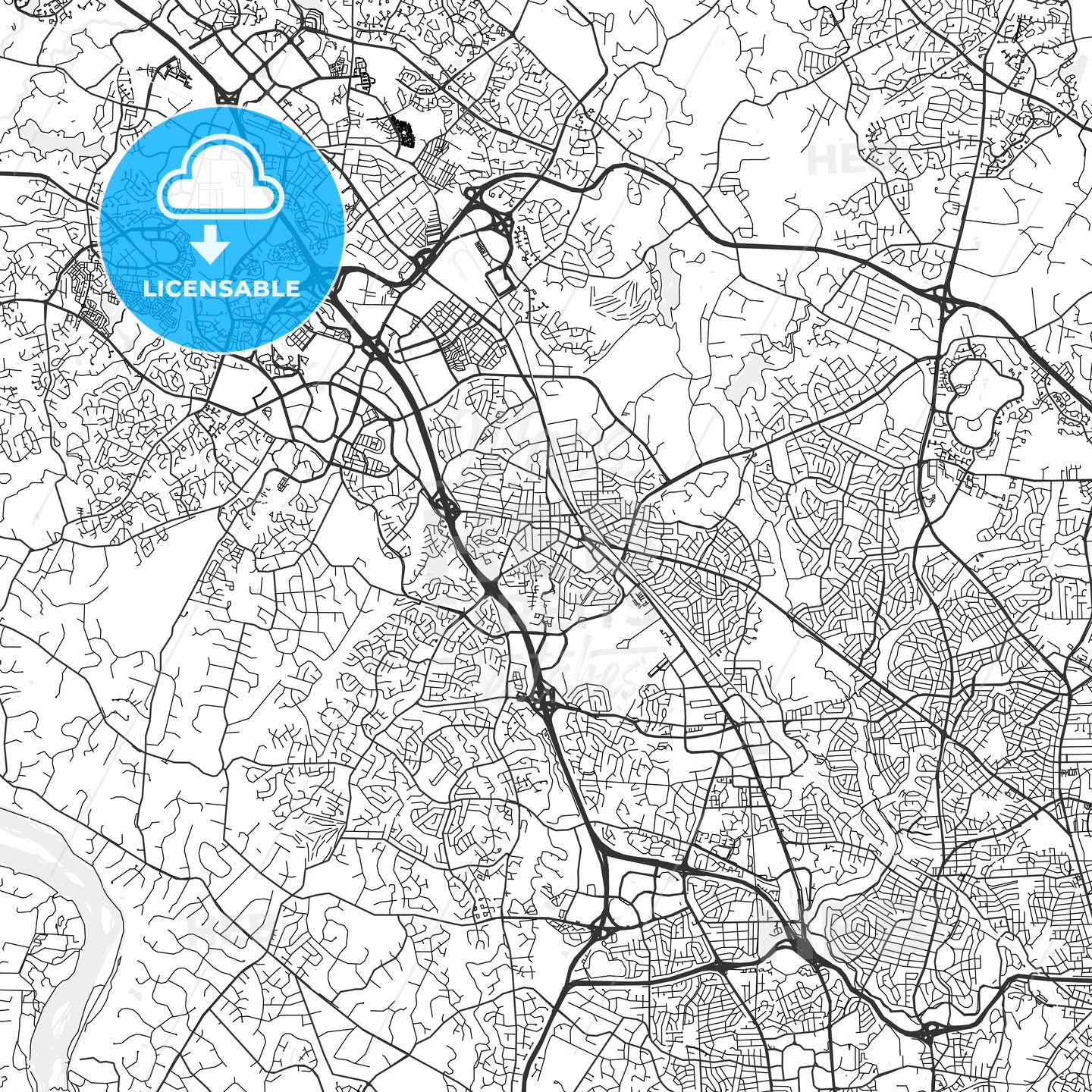 Rockville, Maryland - Area Map - Light