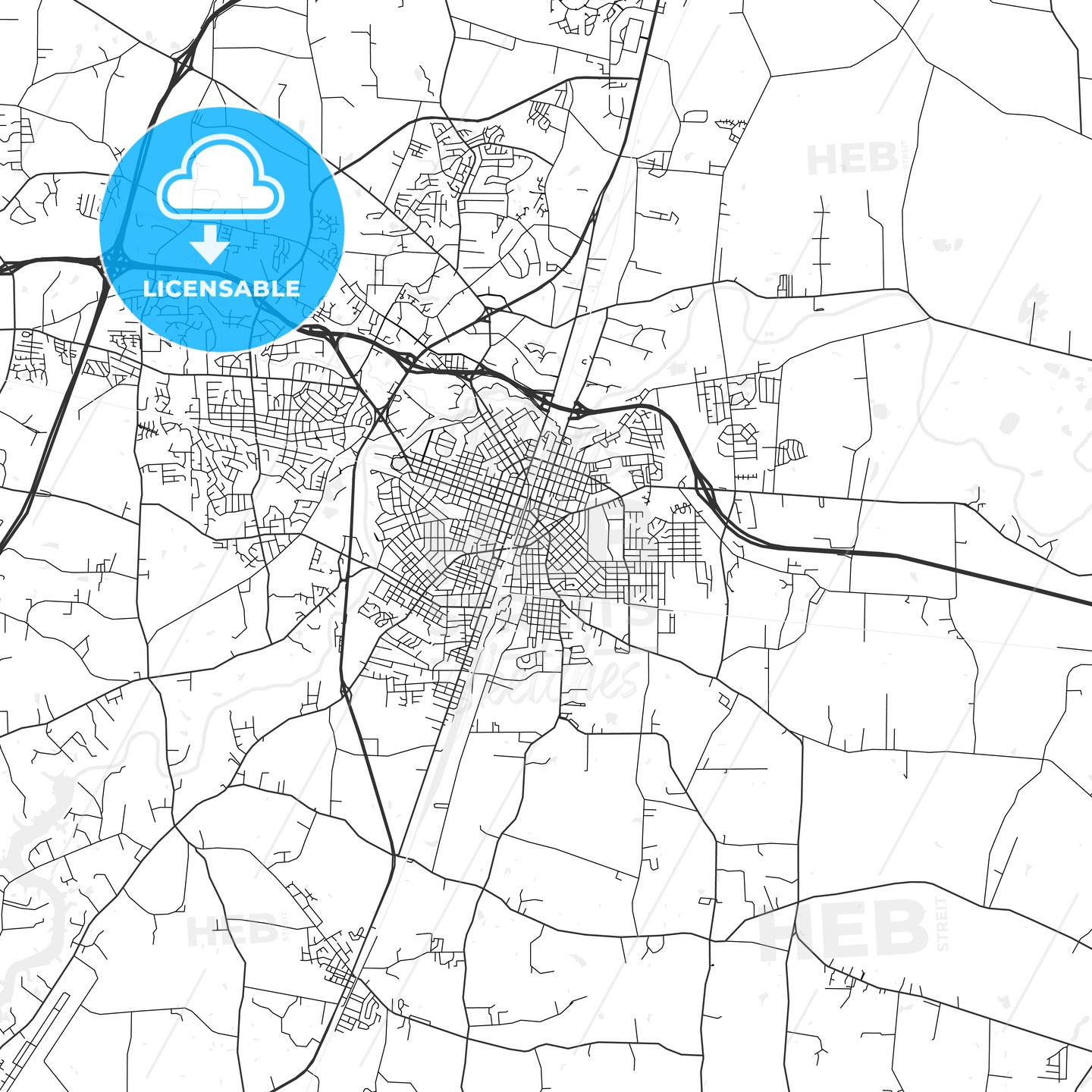 Rocky Mount, North Carolina - Area Map - Light