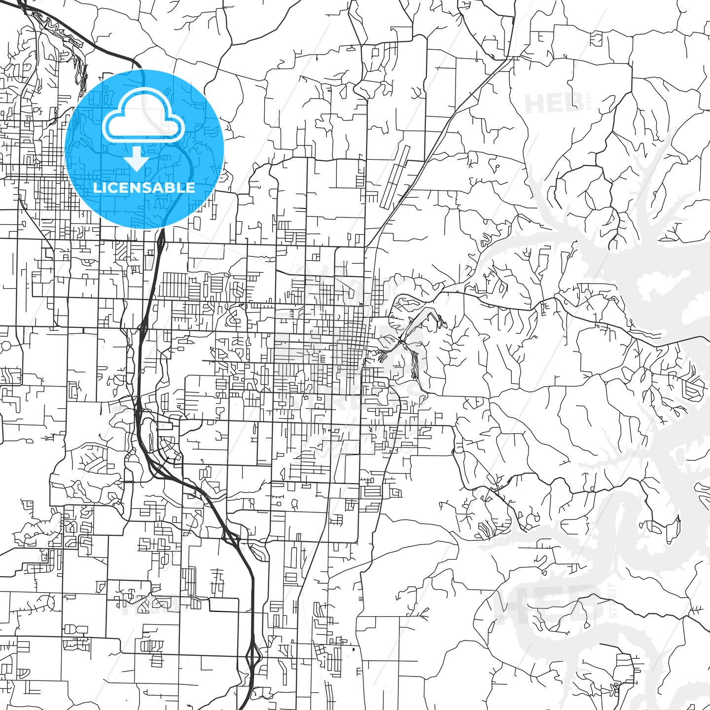 Rogers, Arkansas - Area Map - Light